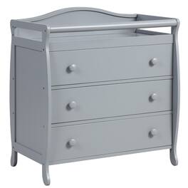 Costway - 3-Drawer Dresser Changing Table w/Safety Belt Guardrails for Kids' Room - Gray
