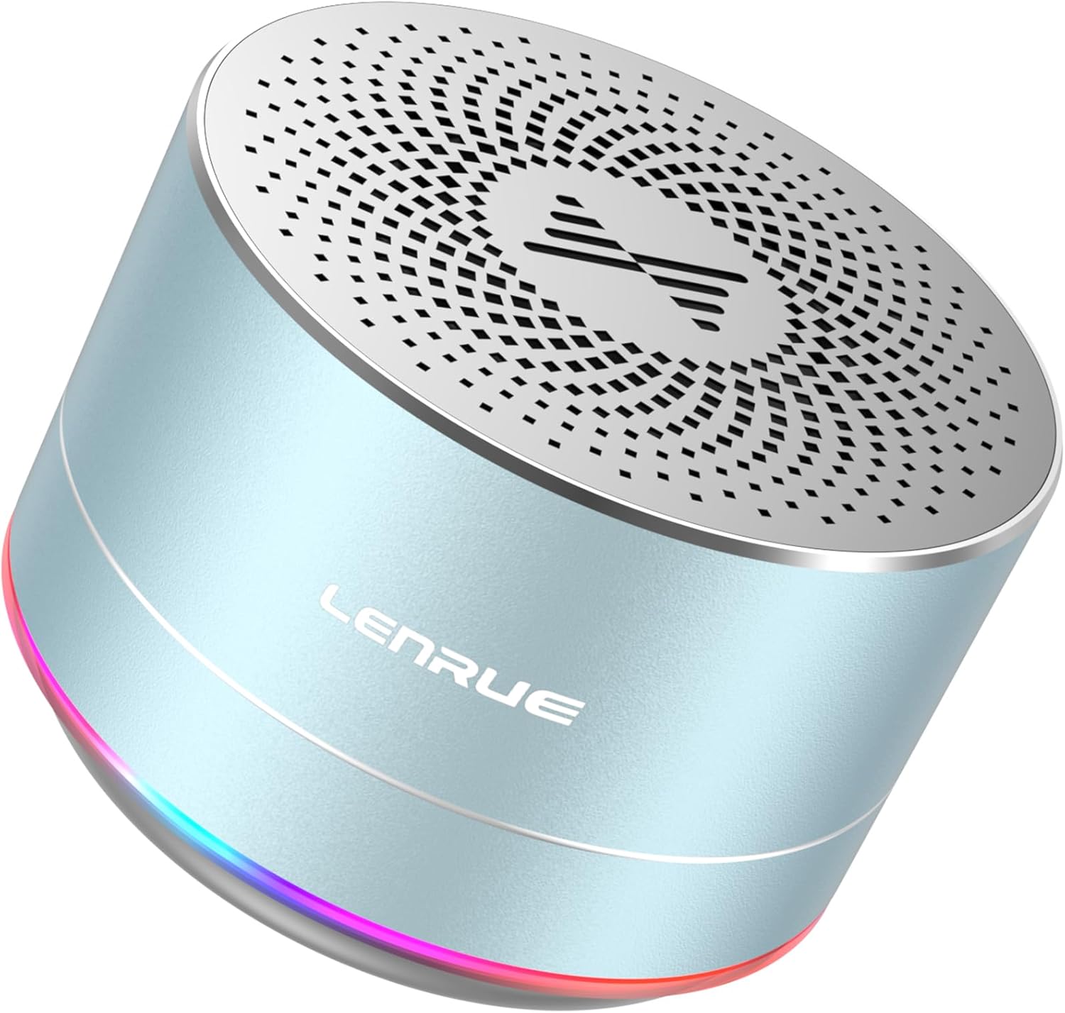 Front. Stamp n Camp - LENRUE A2 Portable Wireless Bluetooth Speaker with Lights and Lanyard,5W Mini Small Metal Speakers 5.0/Aux-in for Home - Skyblue.