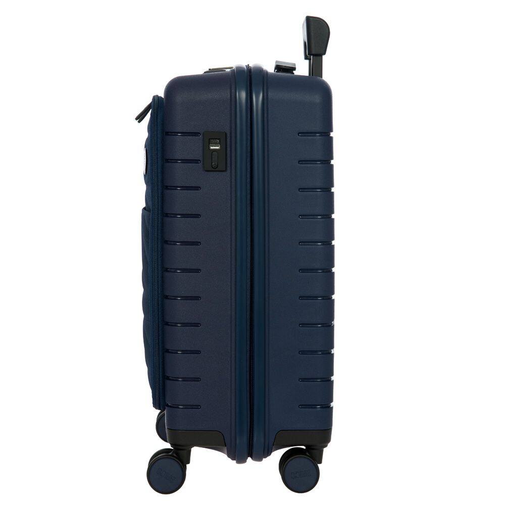 Back. Bric's - Ulisse 21" Expandable Spinner with Pocket, Ocean Blue - Ocean Blue.