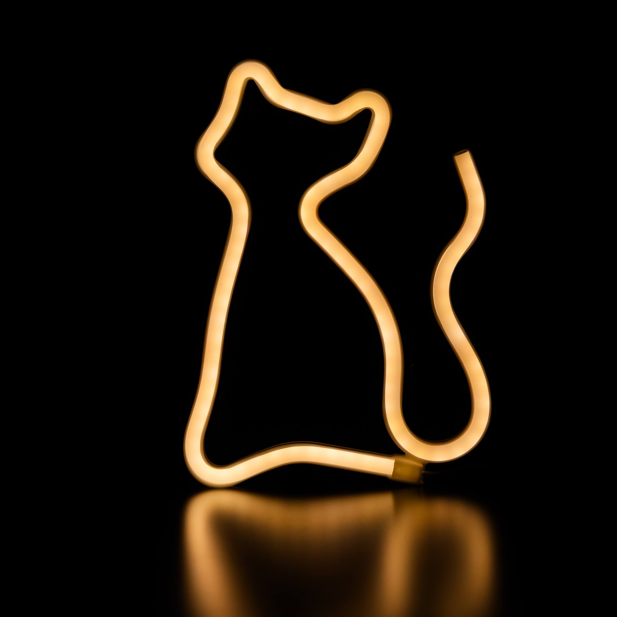 Front. Northlight - LED Cat Neon Lighted Wall Art - 9" - White - White.