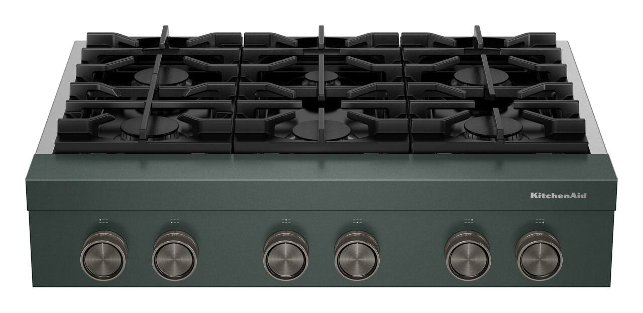 Alt View 5. KitchenAid - KitchenAid - KitchenAid 36-inch 6-Burner Gas Commercial-Style Rangetop - Juniper.