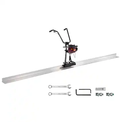 Front. VEVOR - Concrete Power Screed, 4 ft Aluminum Board Straight Edge Bar Set, 4 Stroke Cement Finishing Vibrating Motor - Black;Silver.