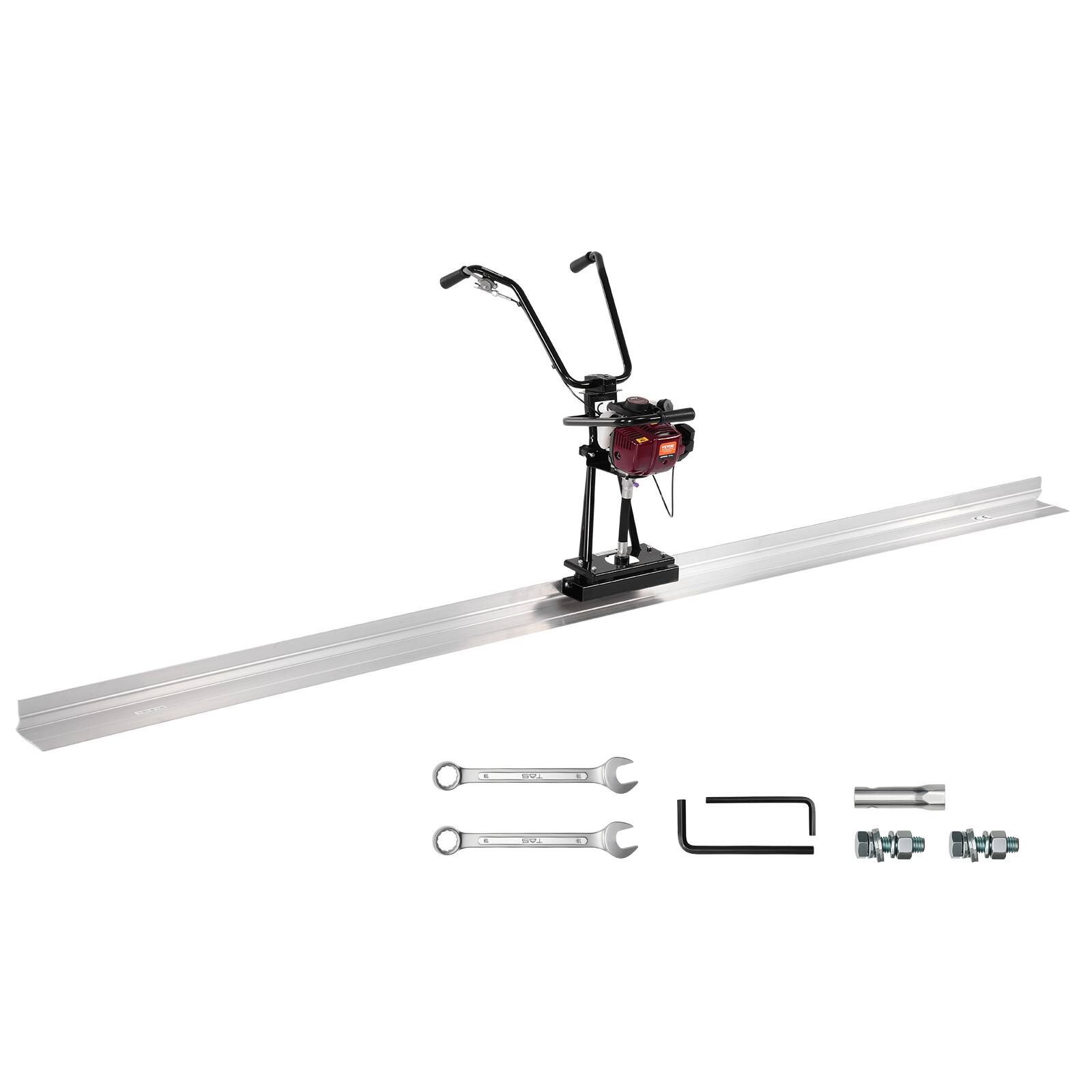 Front. VEVOR - Concrete Power Screed, 4 ft Aluminum Board Straight Edge Bar Set, 4 Stroke Cement Finishing Vibrating Motor - Black;Silver.