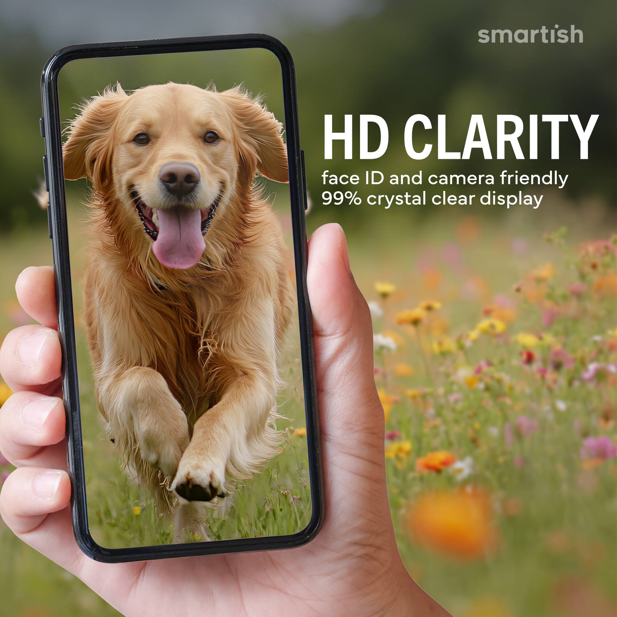 smartish  
HD CLARITY  
face ID and camera friendly  
99% crystal clear display