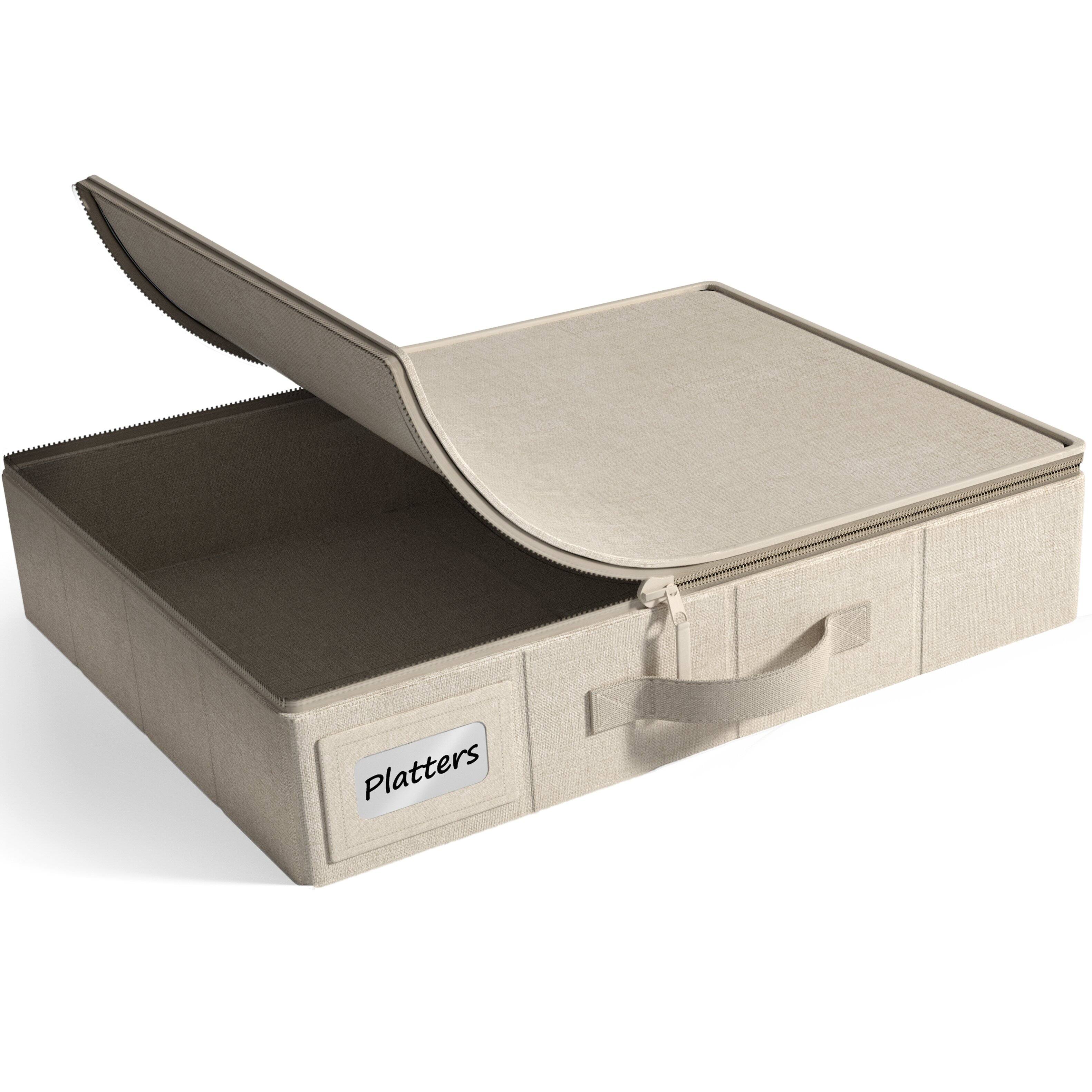 Back. Sorbus - Sorbus China Platter Storage Containers - Beige.