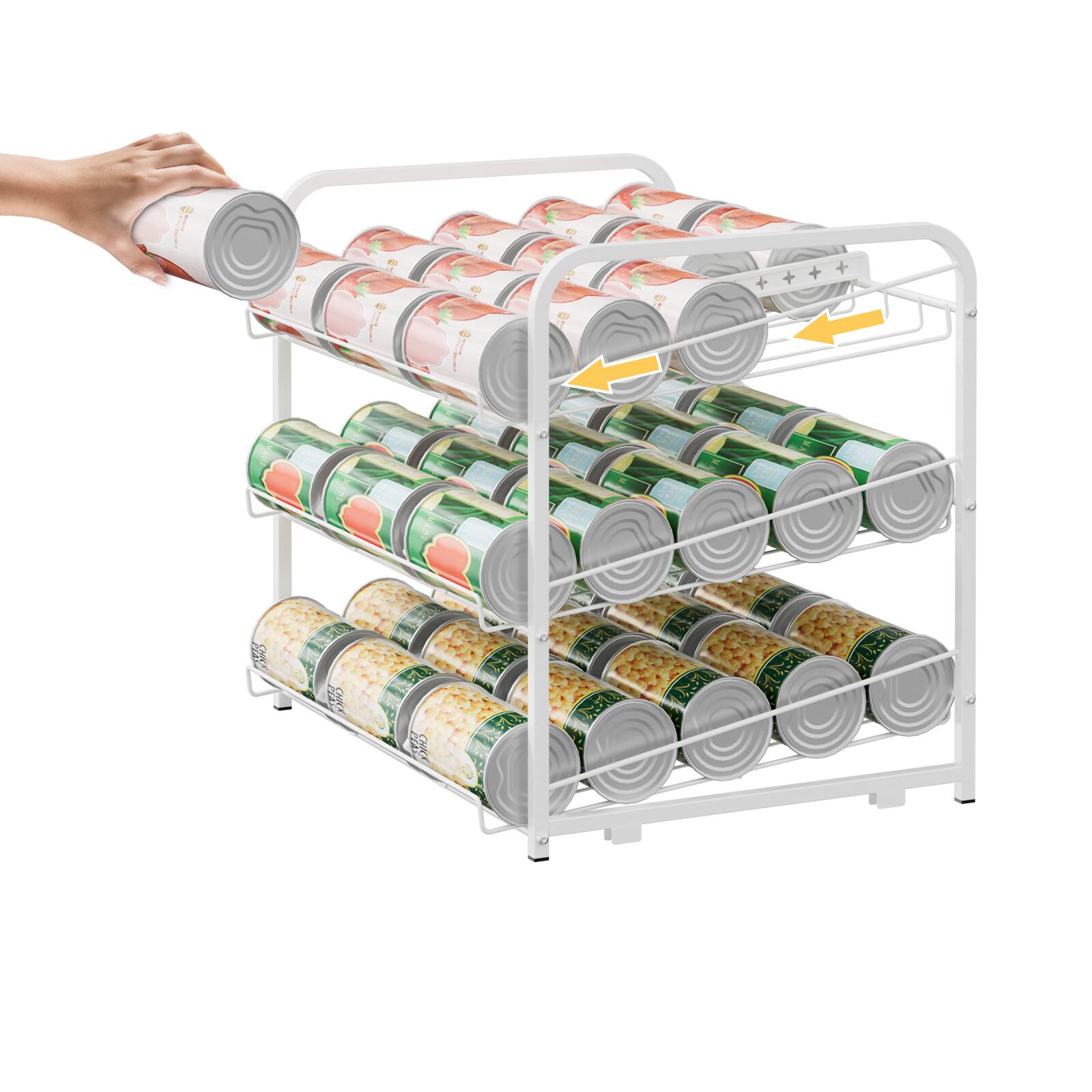 Back. Oumilen - Set of 2 Stackable Can Rack Organizer, White - White.