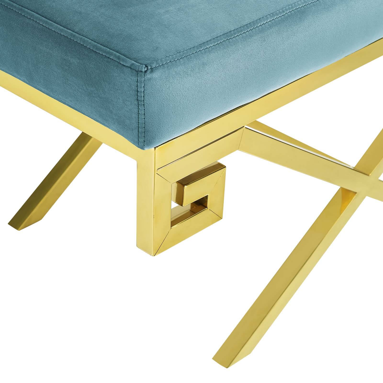 Alt View 2. Modway - Rove Velvet Performance Velvet Bench by Modway - Sea Blue.