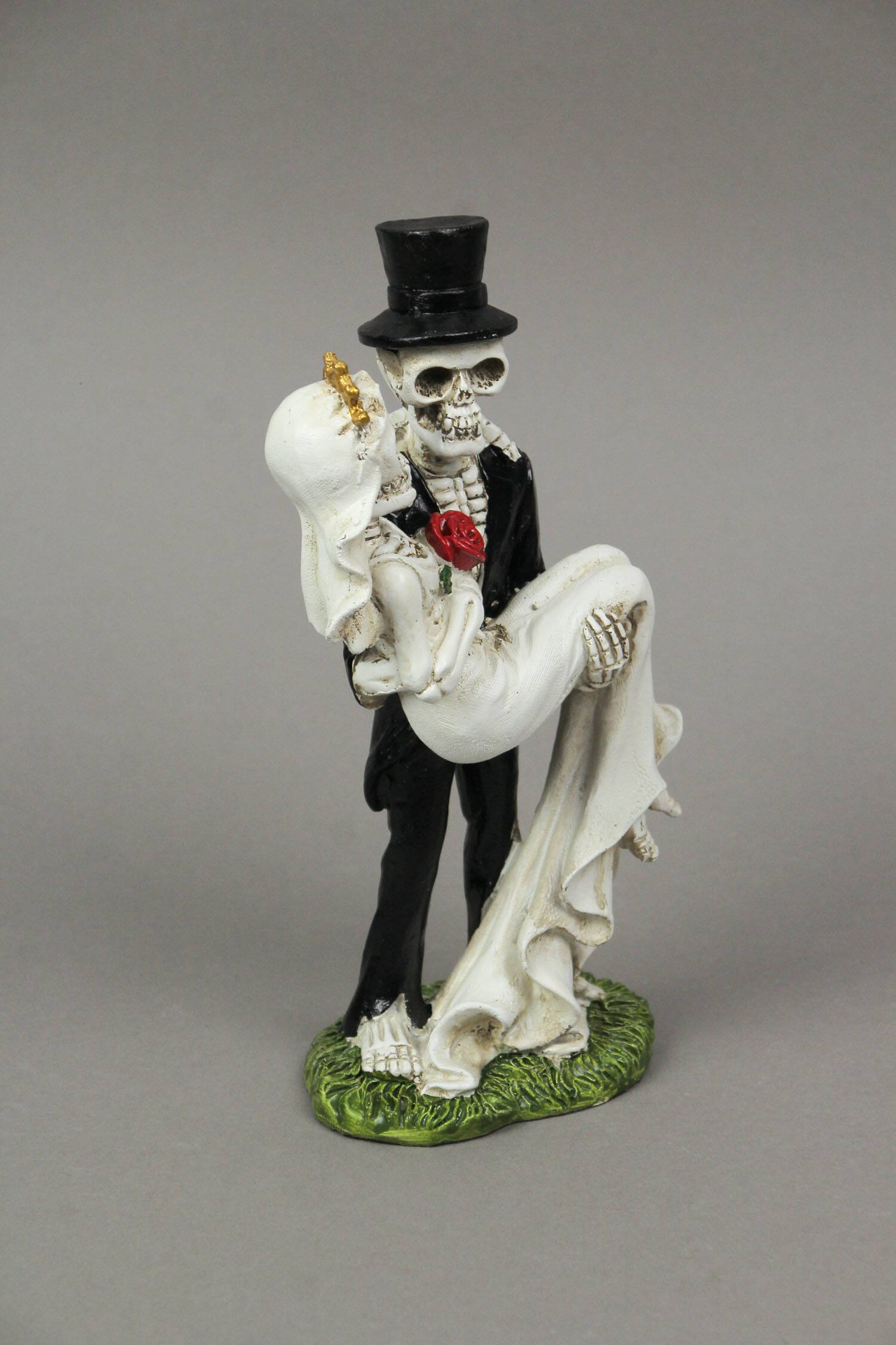 Alt View 1. Everspring Import Co. - Eternal Bliss Skeleton Bride and Groom Wedding Couple Statue Cake Topper - Multicolored.