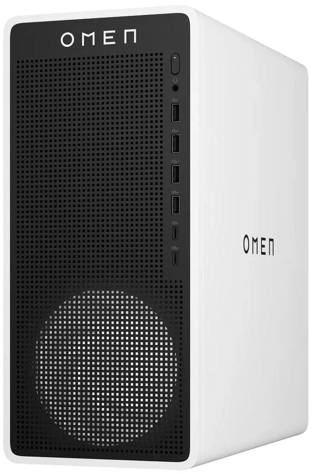 Left. HP - OMEN 16L Gaming Desktop PC, Intel Core Ultra 7 265F, NVIDIA GeForce RTX 5060, 32GB Memory, 1TB SSD, Wi-Fi 6. - Black.