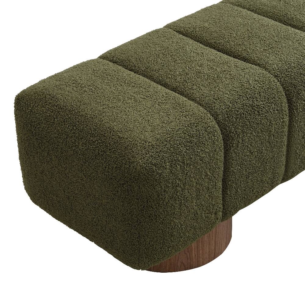 Alt View 4. Ropilly - Ropilly Green Boucle Dining Bench, 49" Upholstered End of Bed Entryway Bench, No Assembly Ottoman, 300 LBS Capacity - Green.