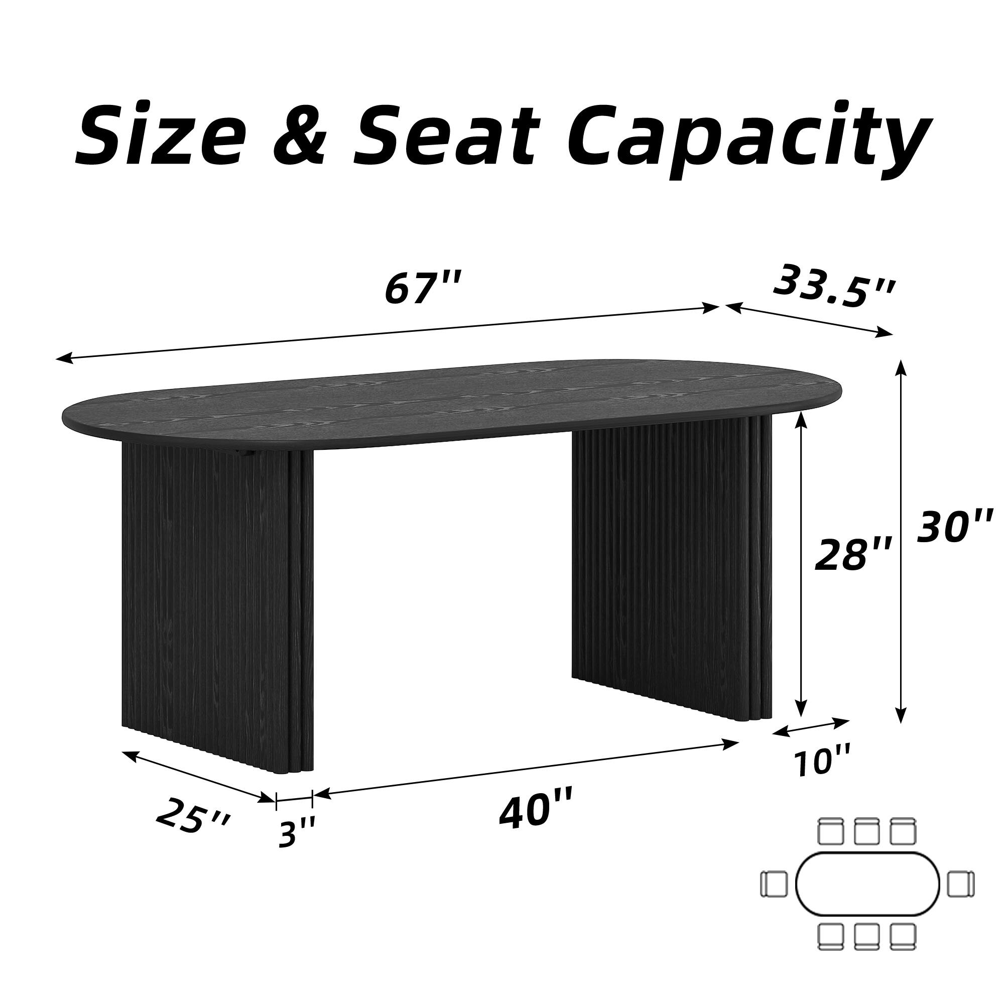Size & Seat Capacity

- Diameter: 67"
- Width: 33.5"
- Height: 30"
- Depth: 28"
- Base Width: 25"
- Base Depth: 3"
- Base Height: 10"
- Seat Capacity: 40"