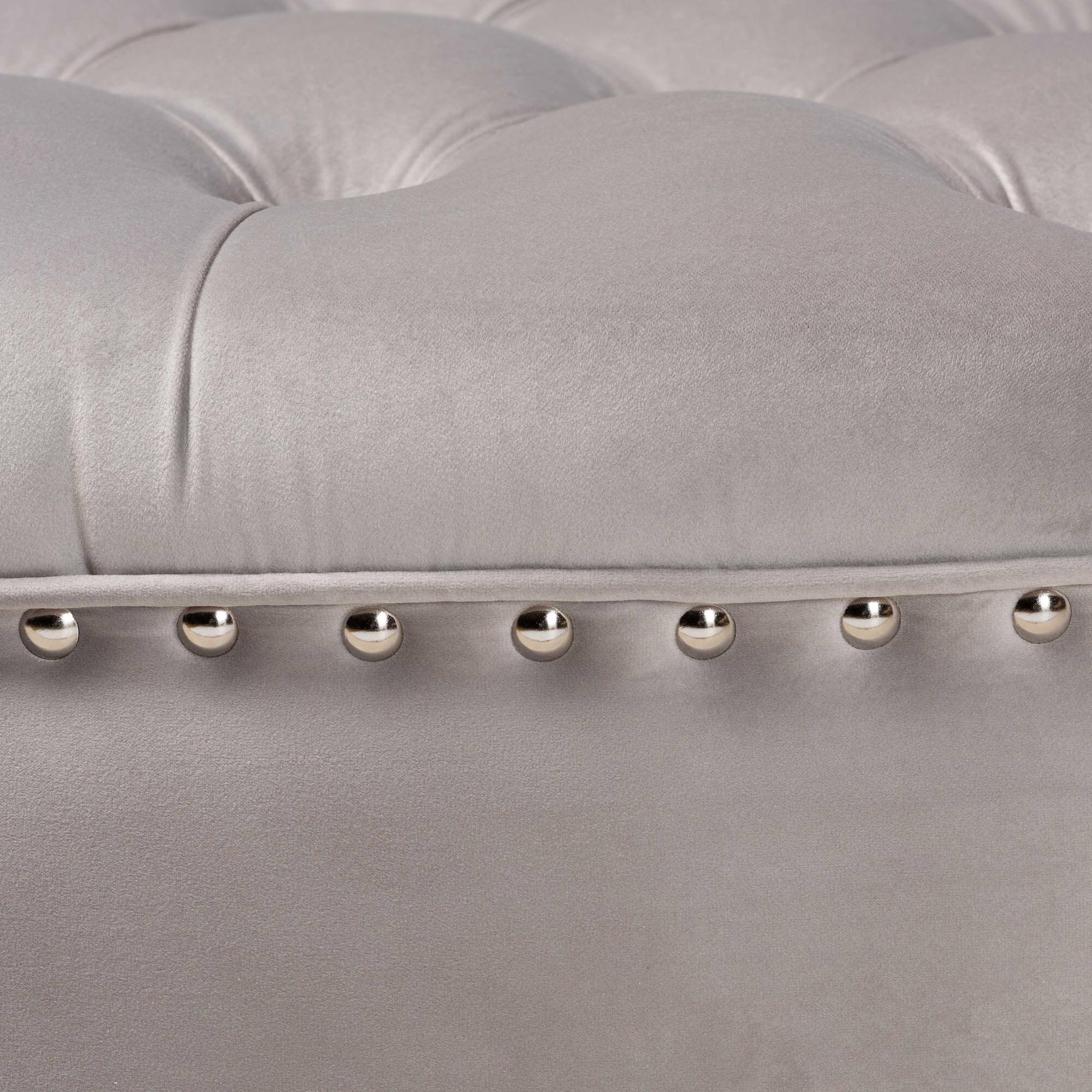 Angle. Baxton Studio - Iglehart Modern and Contemporary Velvet Fabric Upholstered Tufted Cocktail Ottoman - Slate Gray.