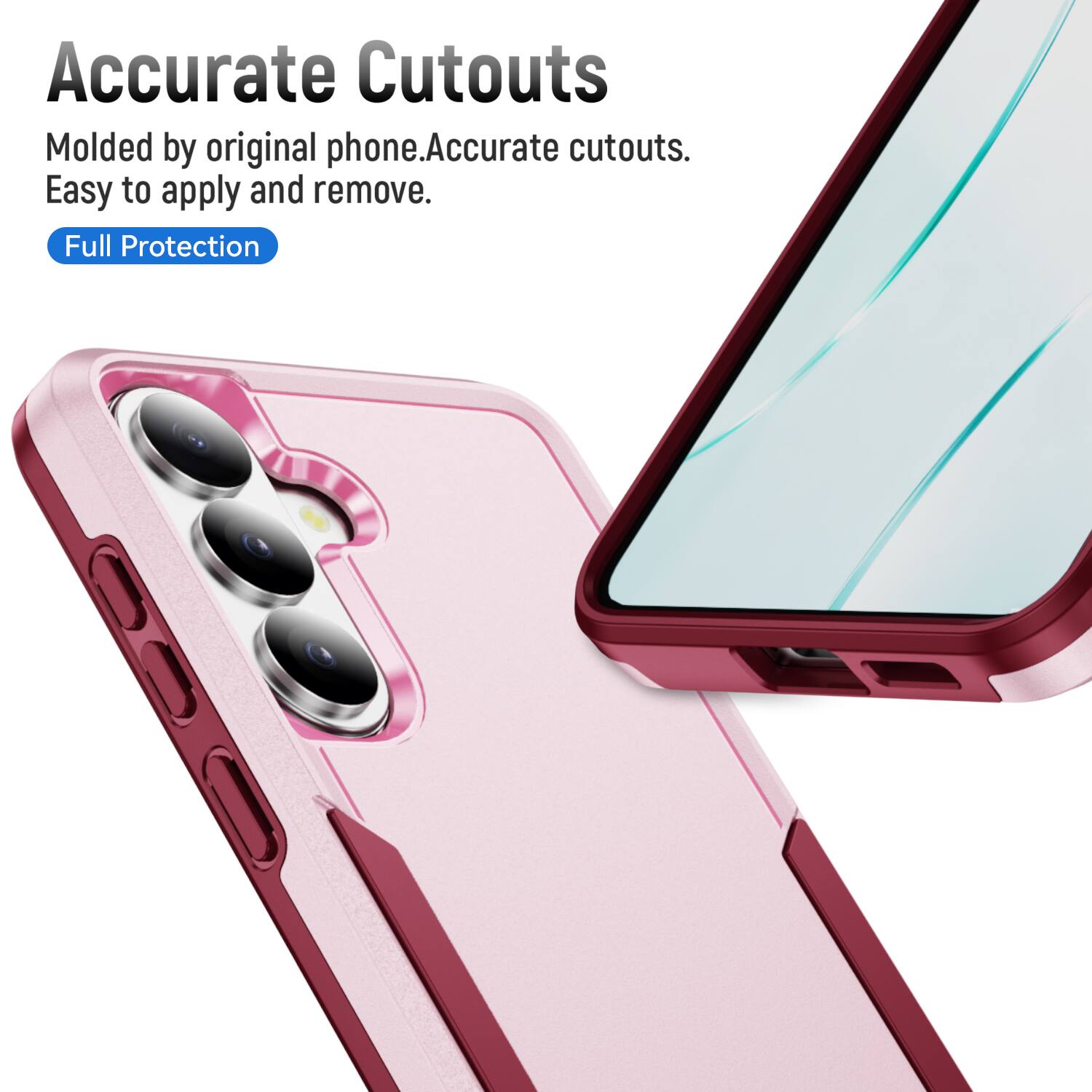 Accurate Cutouts  
Molded by original phone. Accurate cutouts. Easy to apply and remove.  
Full Protection