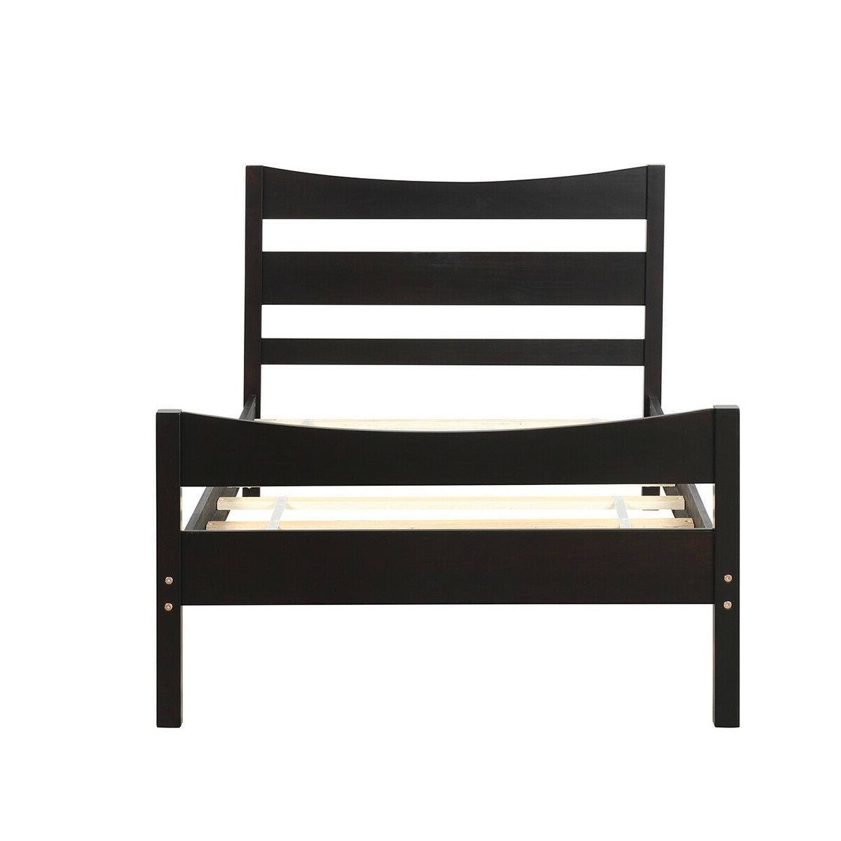 Left. Hivvago - Hivvago Twin size Farmhouse Style Pine Wood Platform Bed Frame - Black.