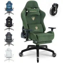 Dowinx - Gaming Chair with Rollerblade Wheels, Suede Fabric Office Chair Breathable with 3D Adjustable Armrests - Green