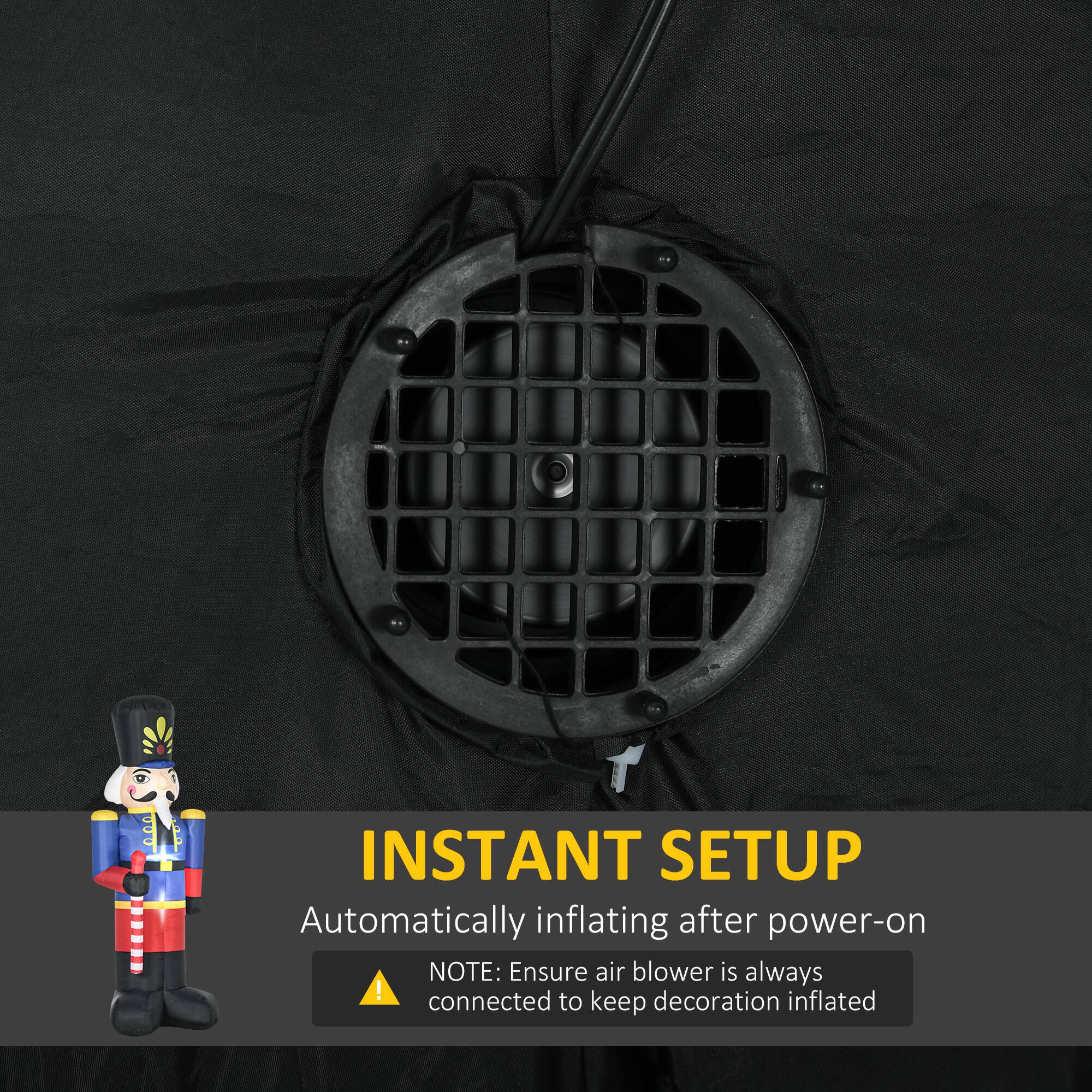 Alt View 5. Homcom - 8ft Christmas Inflatable Nutcracker Toy Soldier with Scepter, LED Yard Decor - Red.