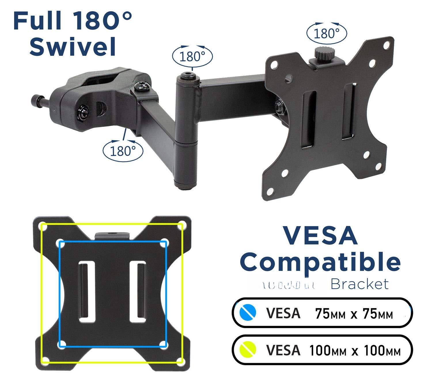 Full 180° Swivel

VESA Compatible Bracket

VESA 75MM x 75MM

VESA 100MM x 100MM