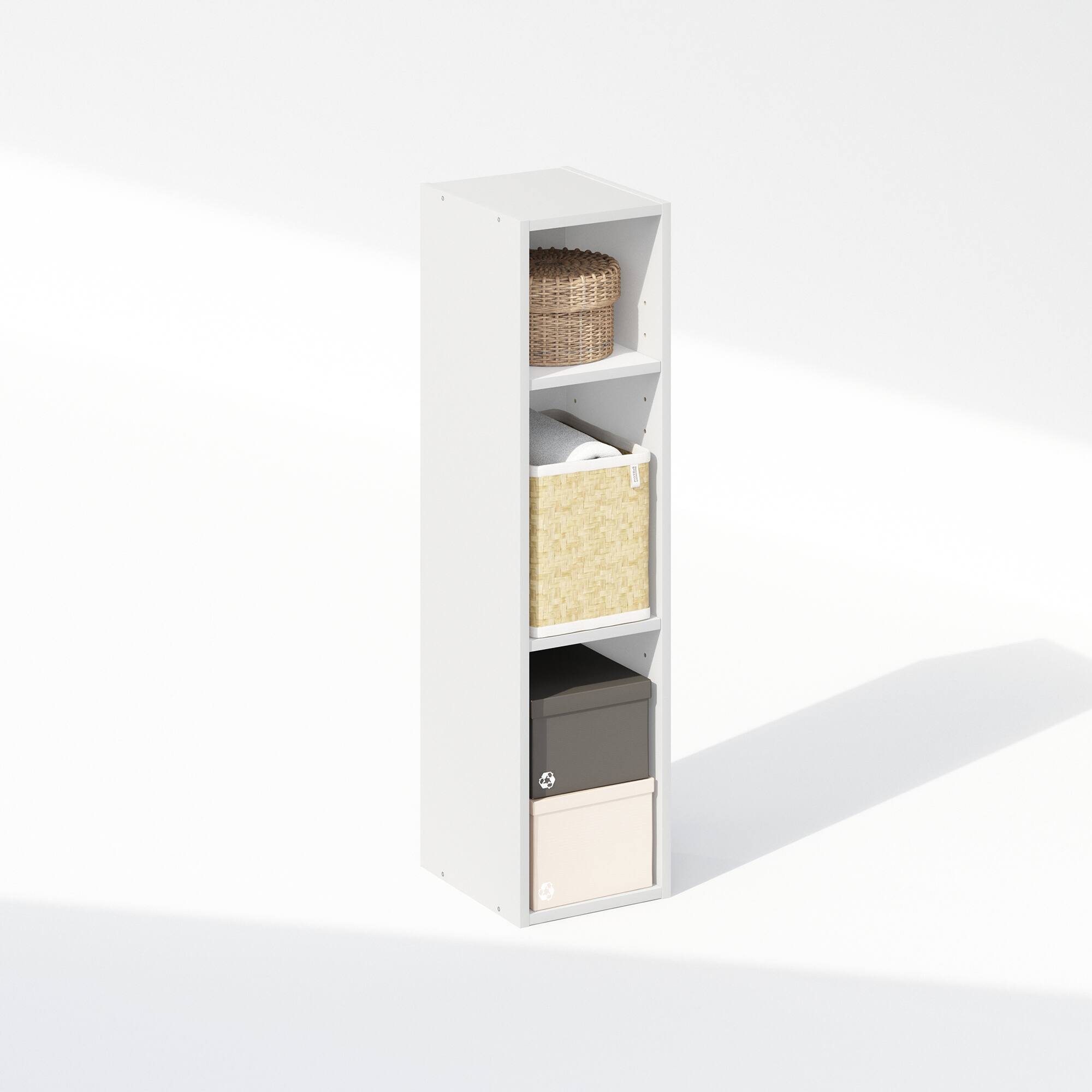 Alt View 3. Furinno - Reed 3-Tier Multipurpose Clothing & Closet Storage Organizer Shelf, 8-Inch Width - White.