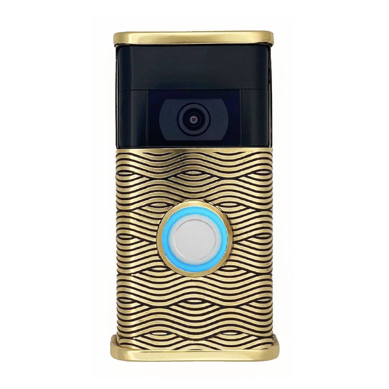 Front. Michael Healy - Waves Video Doorbell Cover (Ring 2nd Gen) - Brass.