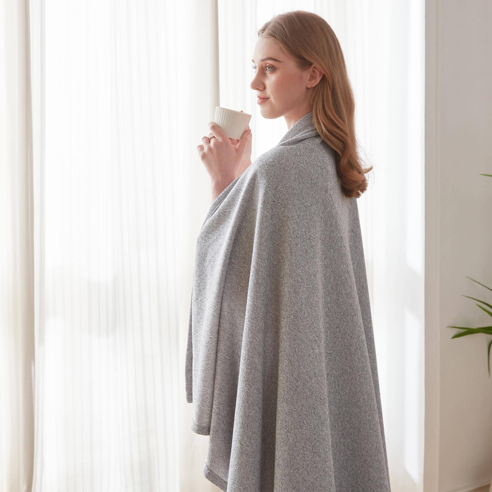 Alt View 2. Pacoar Cade - Summer Knit Throw Blanket For Couch Lightweight Breathable Thin Blankets Hot Sleepers Cozy Soft Sweatshirt Sofa (light - Light Grey-90"x90".