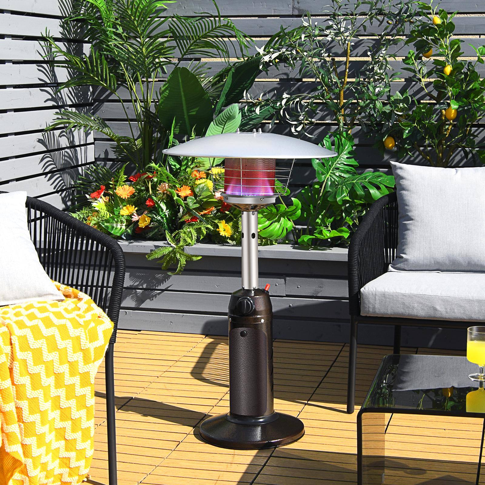 Alt View 3. Costway - Costway 13,000 BTU Patio Heater Portable Tabletop Propane Standing LP Gas Heater - Silver.
