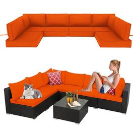 Chateau Abodes - 14-Piece Outdoor Sectional Cushion Set, Waterproof Replacement Cushions with Liner & Cover - Orange
