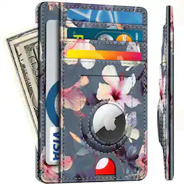 Kitcheniva - Slim Minimalist Front Pocket 7 Slots With Case Holder for AirTag - Blooming Hibiscus