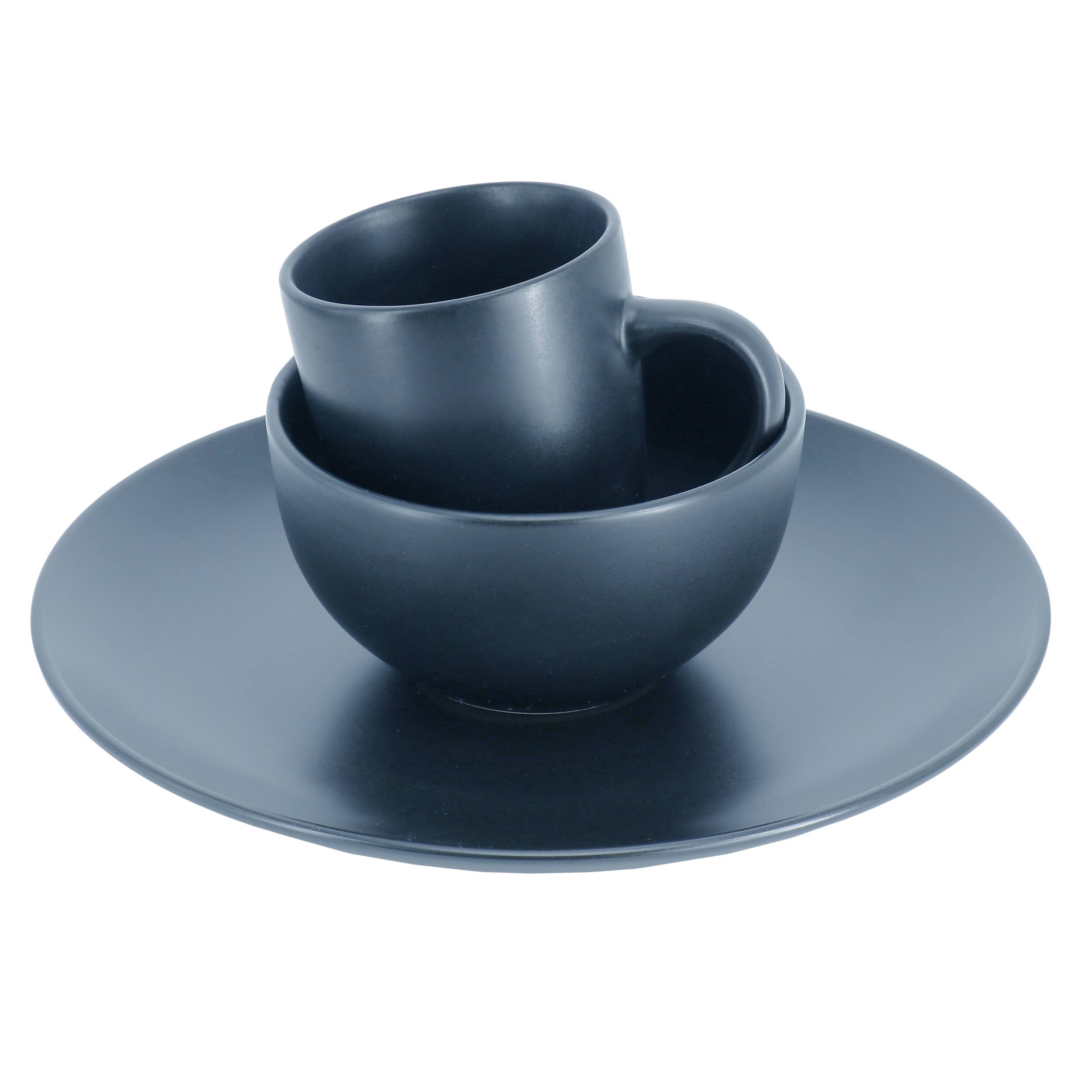 Alt View 2. Gibson - Gibson Home Everyday Plus 12 Piece Round Stoneware Dinnerware Set in Blue - Blue.