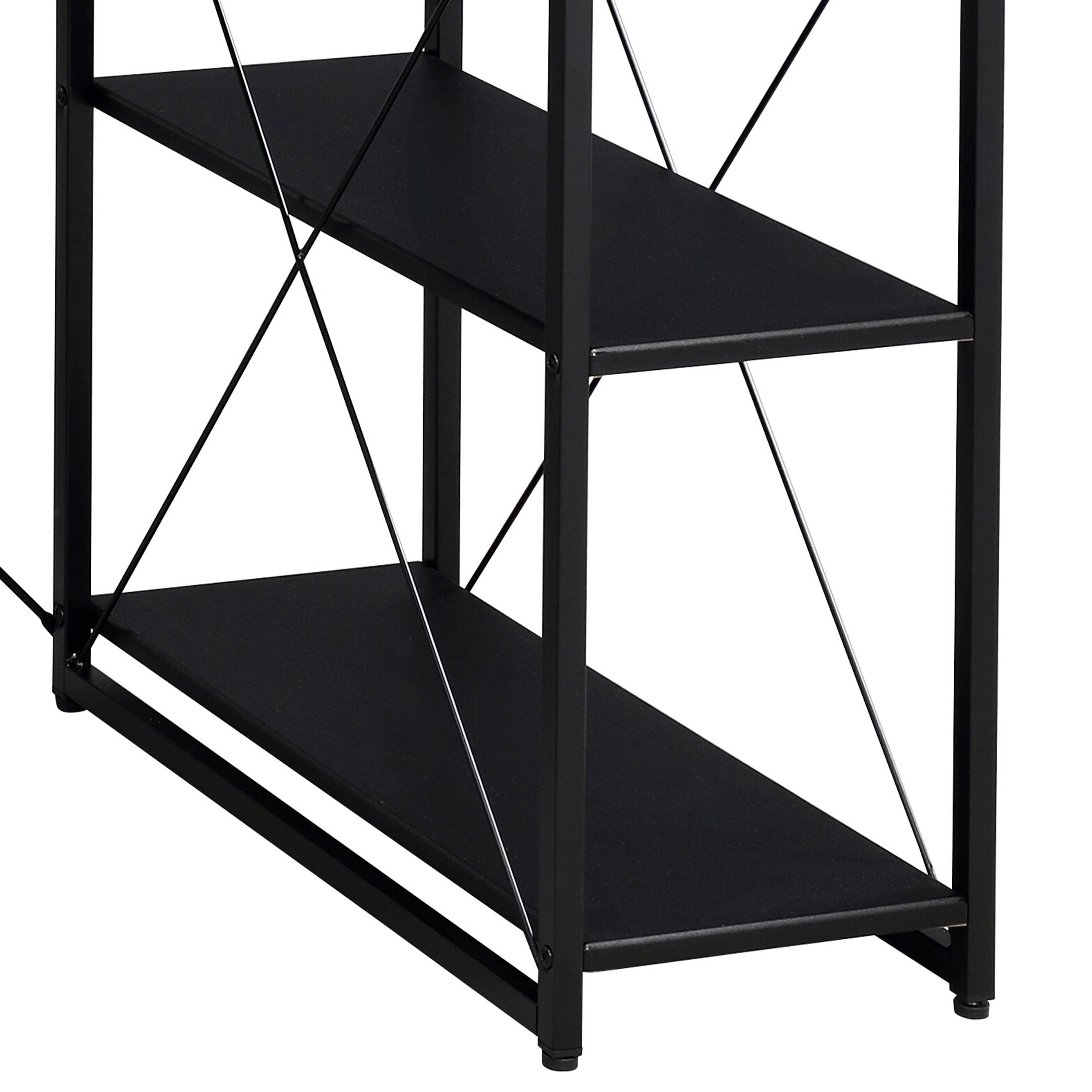 Alt View 4. Spaco - Spaco Studio Office Computer Desk with Hutch, 8-Compartment Storage, Wood Top and Shelves, Metal Sled Base - Black.