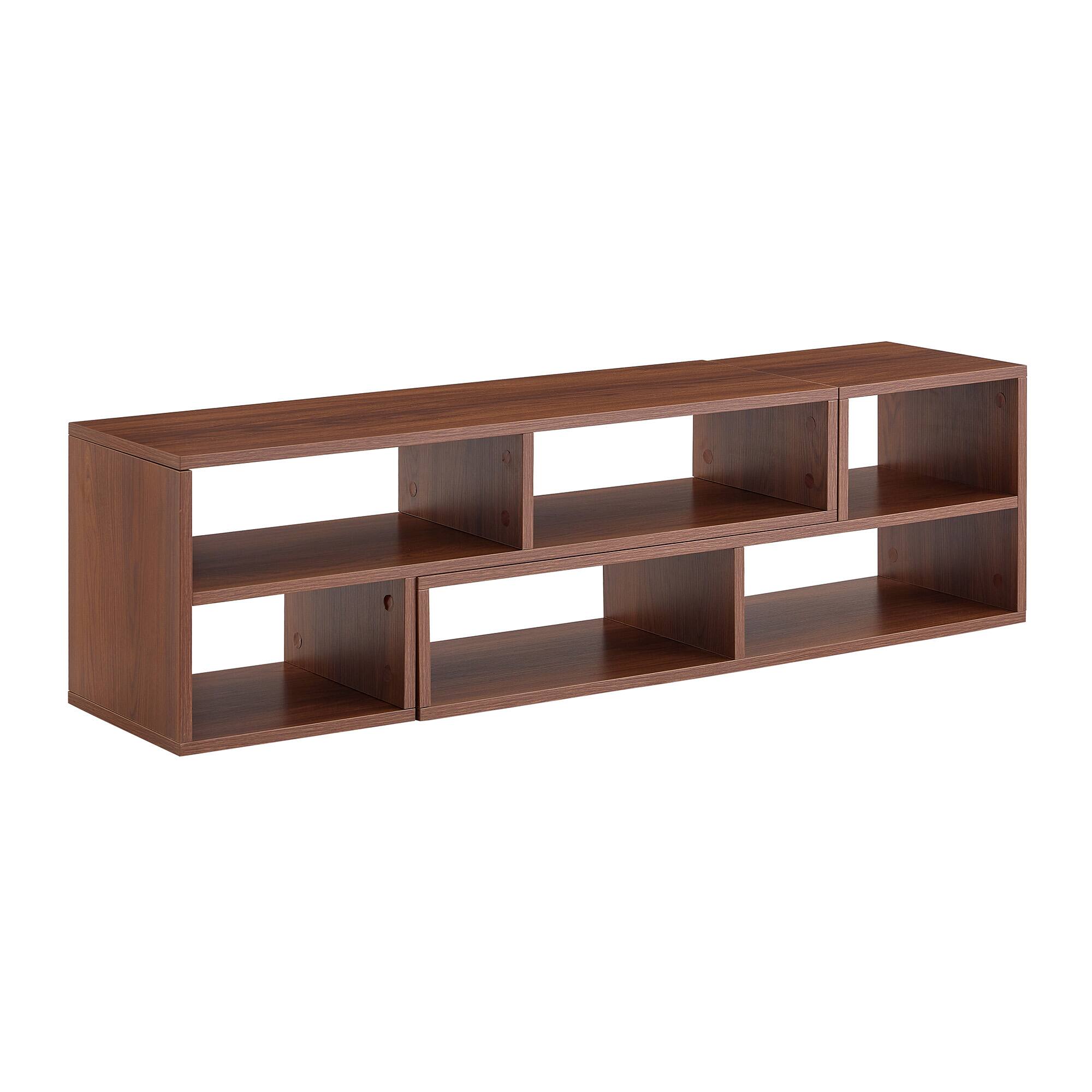 Alt View 9. Loheer - Loheer- Dark Walnut Modular TV Stand Adjustable Free Combination Media Console for Living Room 0.98ft W x 1.12ft H - Wood.