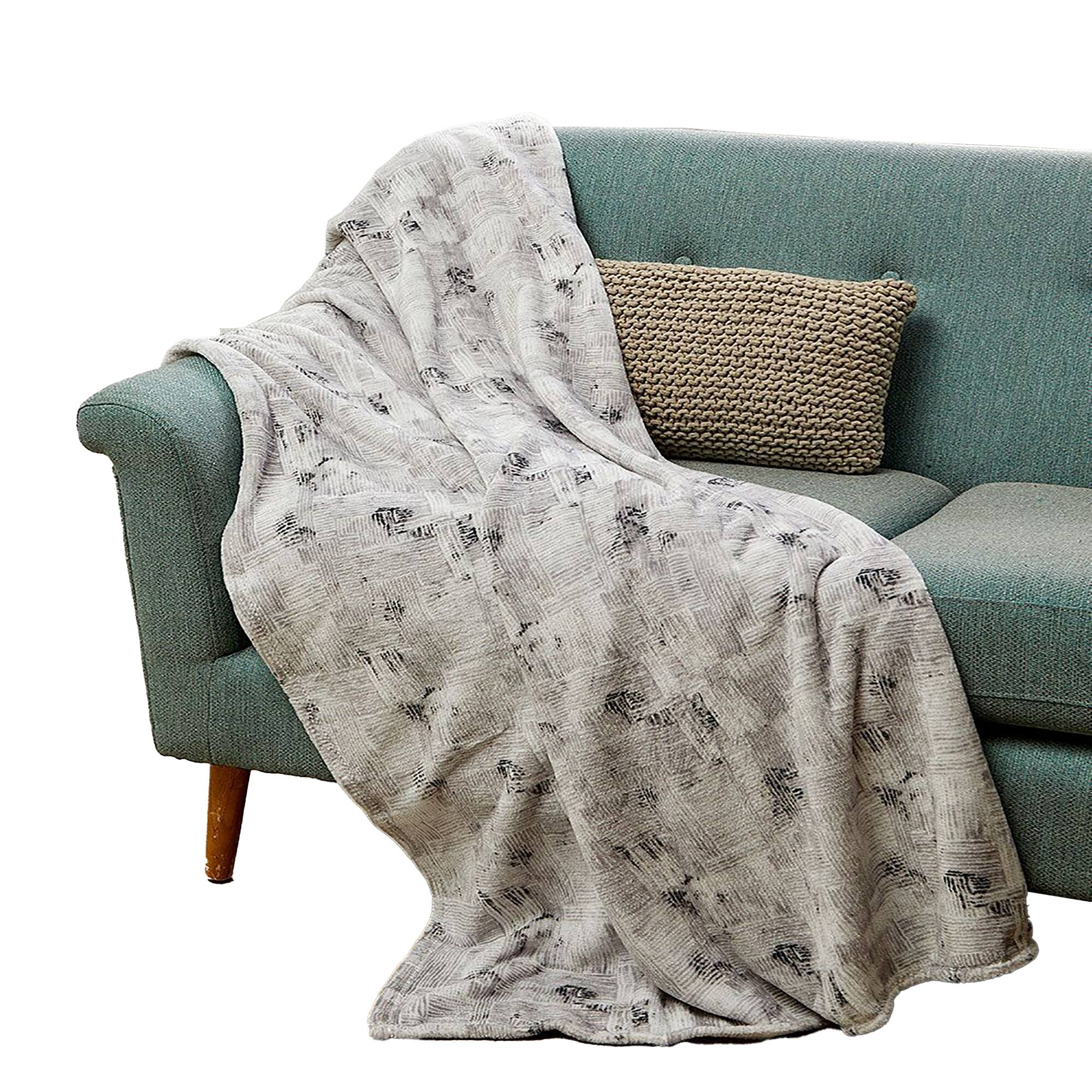 Noble House - Lyndi Micro Plush All Season Throw Blanket 50" x 70" by Plazatex - Black & white