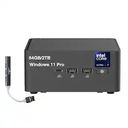 ASUS - Upgraded - NUC 15 Pro Mini Desktop (Intel Ultra 7-255H, 64GB DDR5, 2TB PCIe SSD, Intel Arc 140T, Win 11 Pro) w/USB Hub - Black