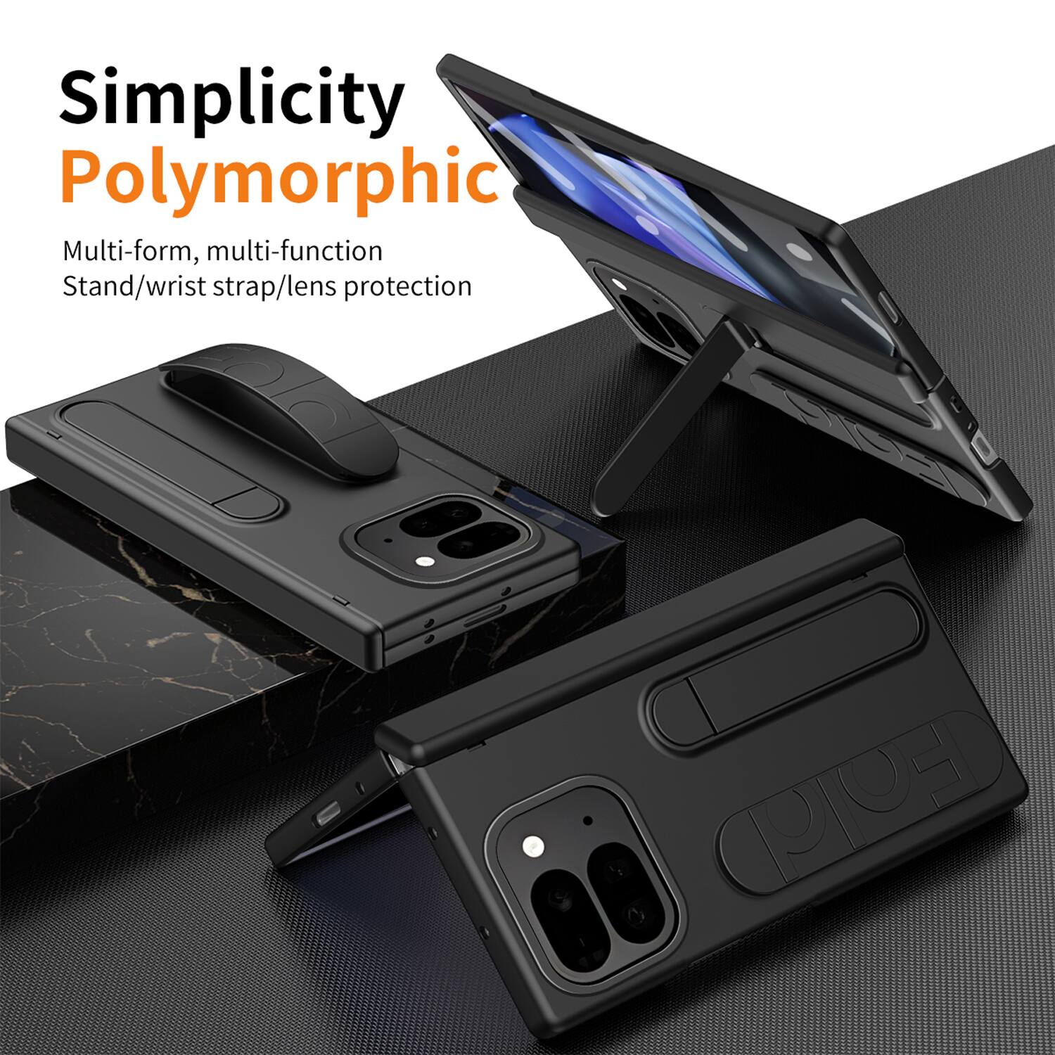 Simplicity Polymorphic  
Multi-form, multi-function  
Stand/wrist strap/lens protection