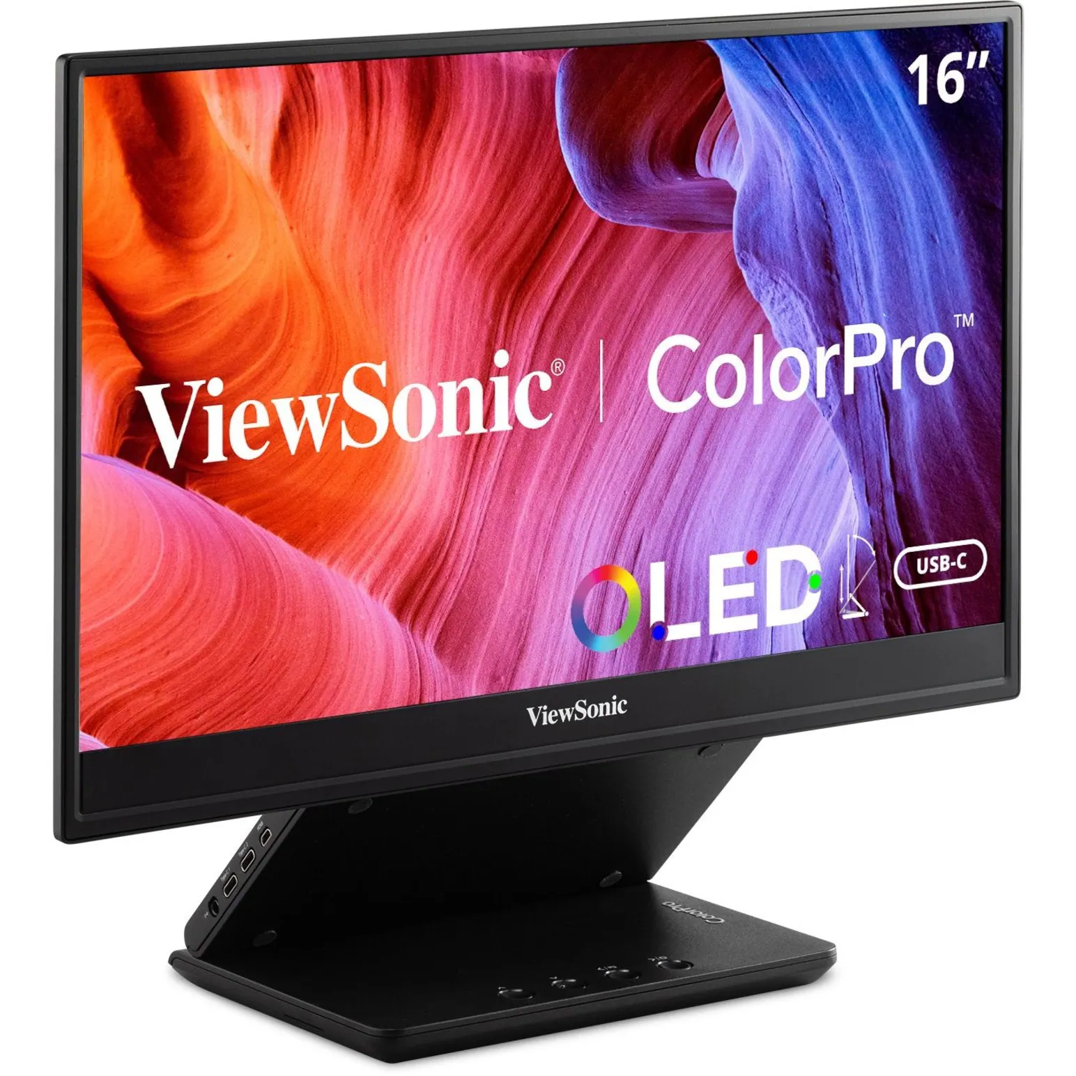 Front. ViewSonic - ColorPro VP16-OLED 15.6" OLED Monitor (USB-C, and mini-HDMI) - Black.