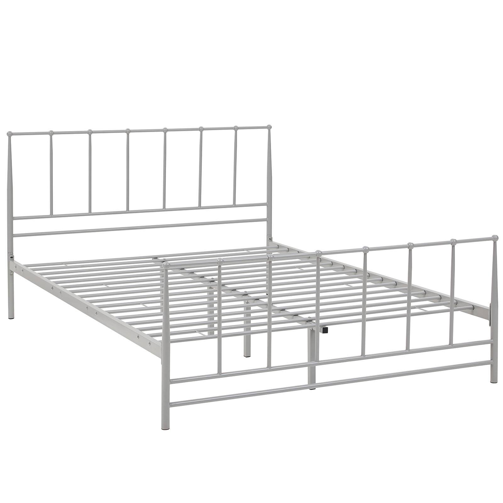 Left. Modway - Loryn Fabric Twin Bed Frame with Round Splayed Legs - Gray.