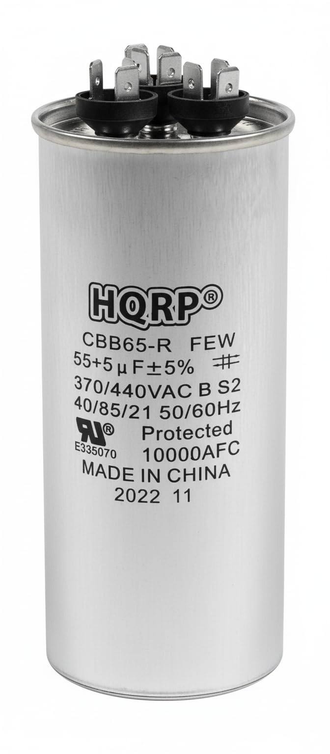 HQRPO  
CBB65-R FEW  
55+5 µF ±5%  
370/440VAC  
S2  
40/85/21  
50/60Hz  
Protected  
E335070  
10000AFC  
MADE IN CHINA  
2022 11