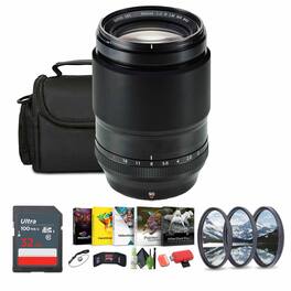 Fujifilm - XF 90mm f/2 R LM WR Lens, 32GB Memory Card , Lens Cap Keeper, Bundle - Black