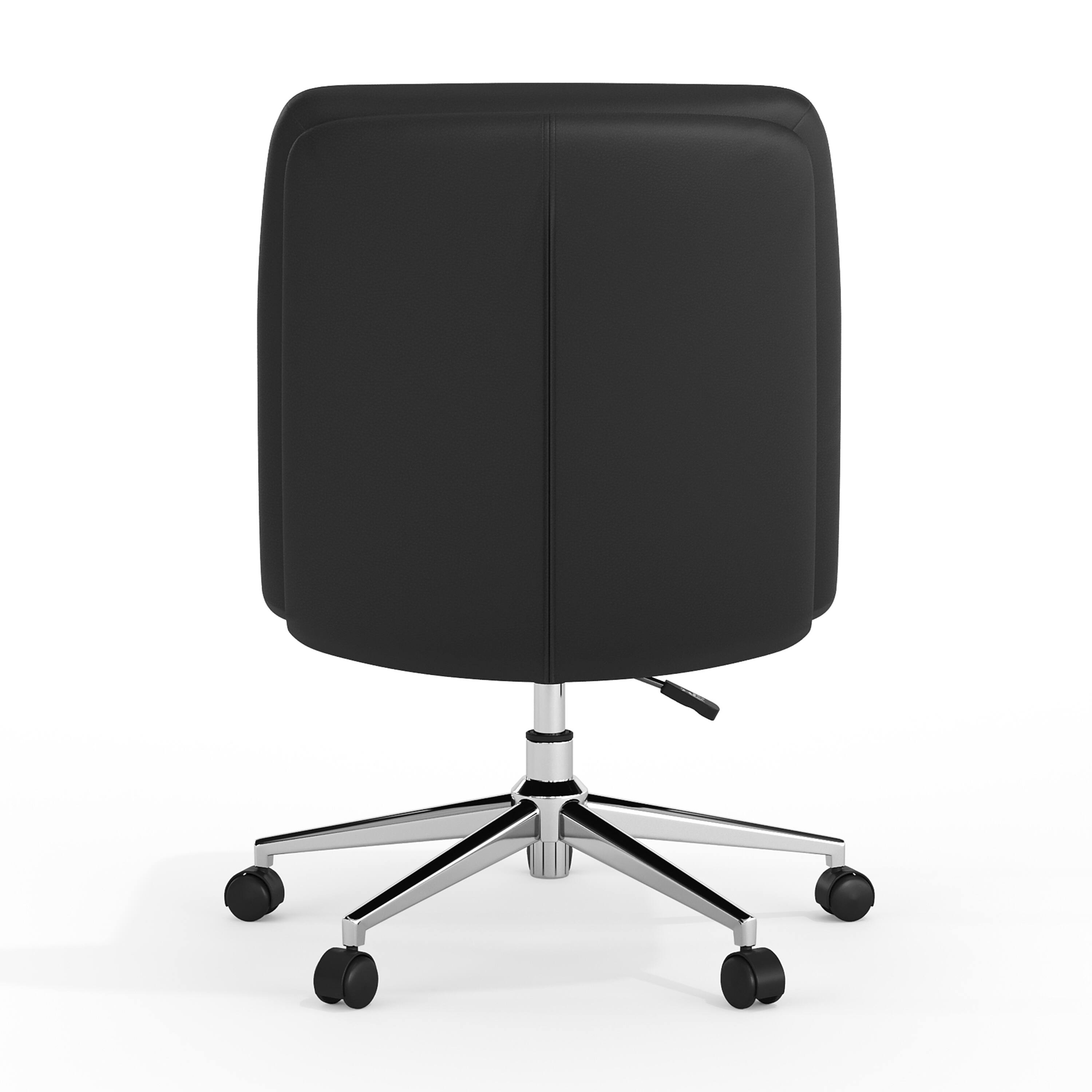 Back. Flash Furniture - Chloe Commercial Mid-Back Black Padded LeatherSoft Armless Task Office Chair with Wheels, Adjustable Height, Swivel Func - Black.