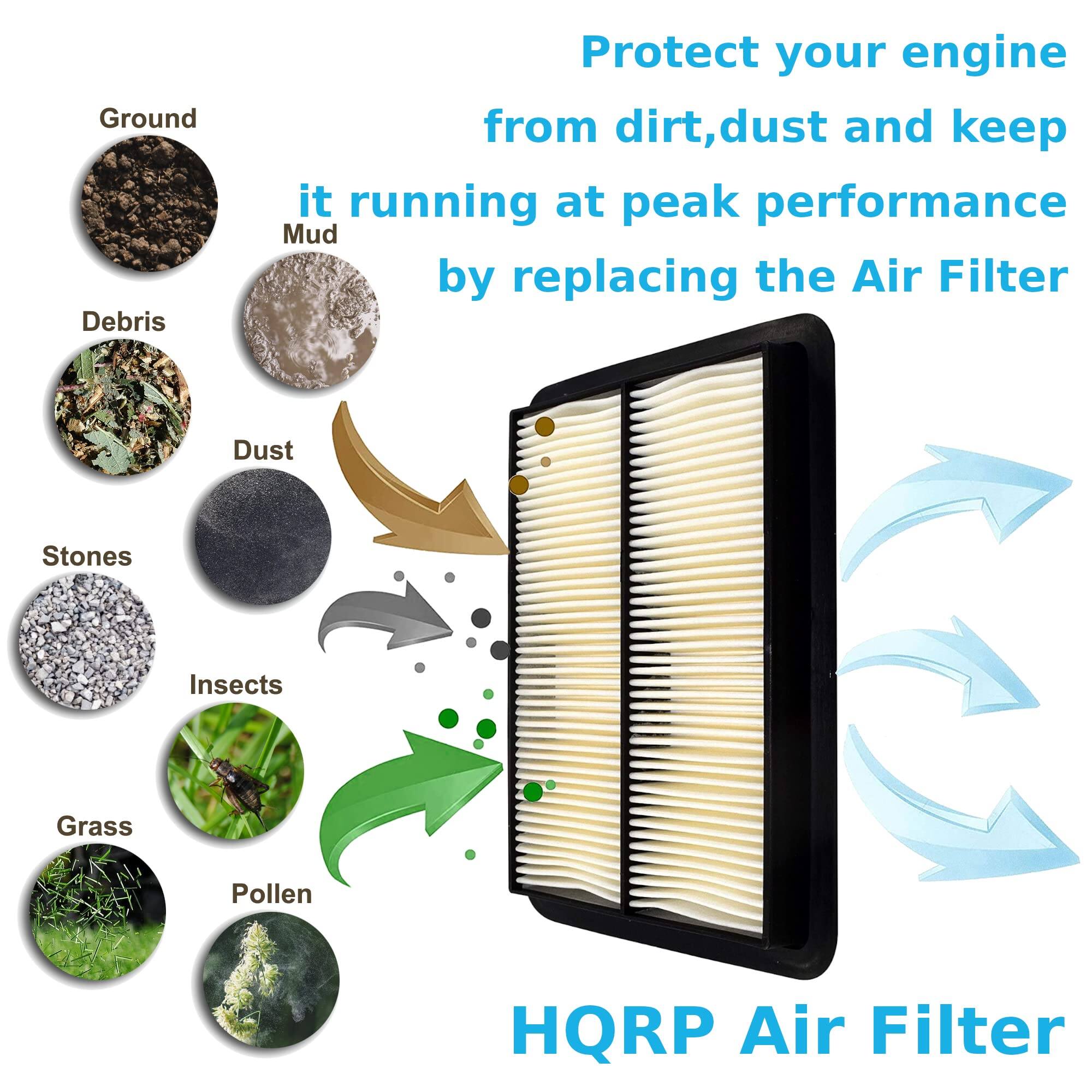 Protect your engine from dirt, dust, and keep it running at peak performance by replacing the Air Filter.

Ground Debris
- Mud
- Dust
- Stones
- Insects
- Grass
- Pollen

HQRP Air Filter
