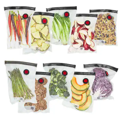 Front. ZWILLING - ZWILLING Fresh & Save 10-pc Medium Vacuum Sealer Bags, 1 Gallon, Reusable Sous Vide Bags, Meal Prep - Clear.