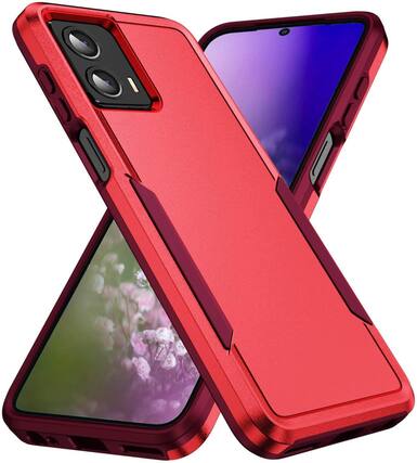 Front. Entronix - Entronix Protective Case for Moto Edge Plus 2023 - Sleek Dual-Layer Soft-Touch Cover - Red.
