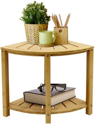 Front. Sorbus - Sorbus Corner Shower Stool Teak Bench with Shelf — 2-Tier Wood Storage & Seat for Bathroom, Shower, Spa, Sauna - Brown.