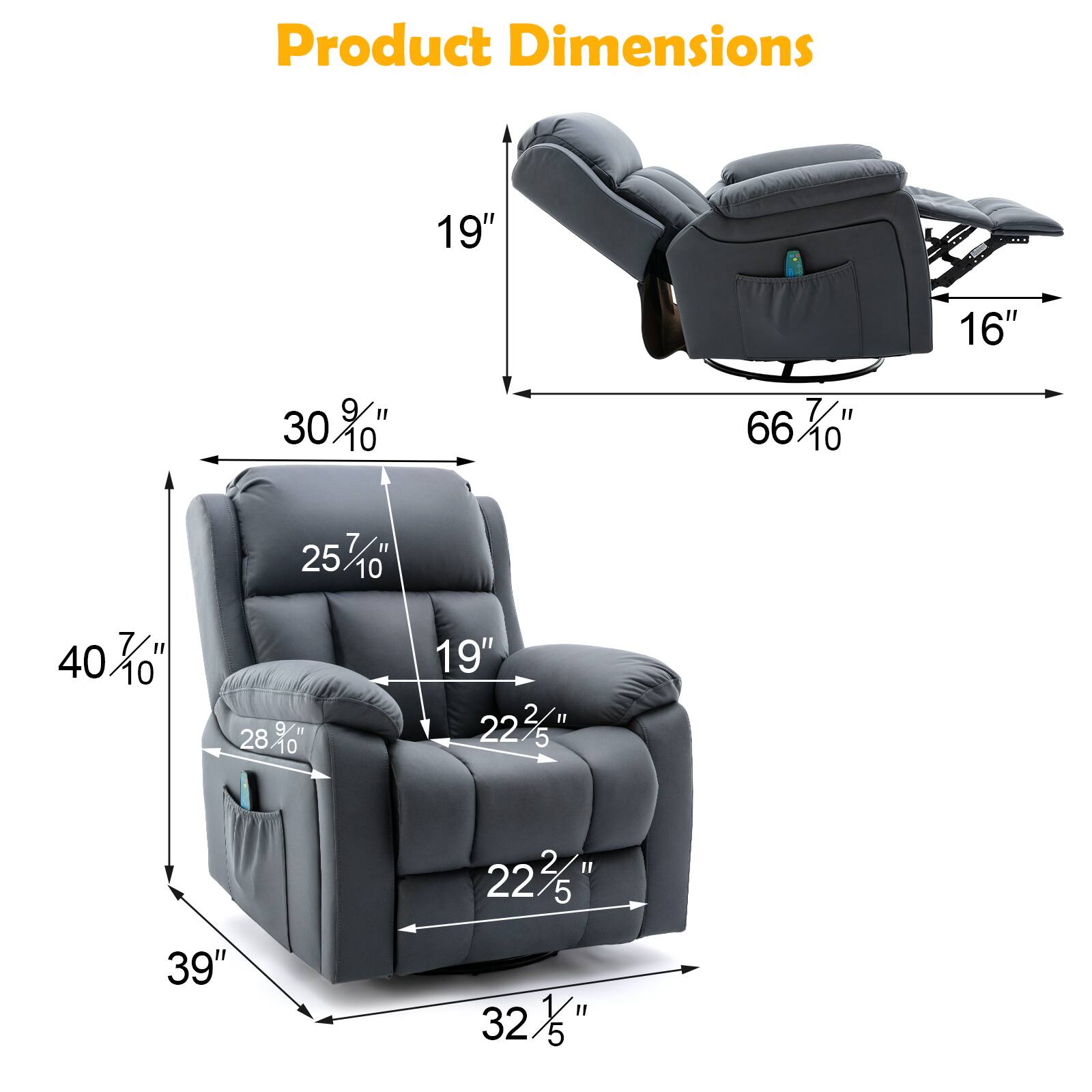 Product Dimensions

- Width: 66 7/10"
- Depth: 39"
- Height: 40 7/10"
- Seat Width: 22 2/5"
- Seat Depth: 22 2/5"
- Seat Height: 25 7/10"
- Arm Height: 19"
- Back Height: 30 9/10"
- Side Table Height: 19"
- Side Table Depth: 16"