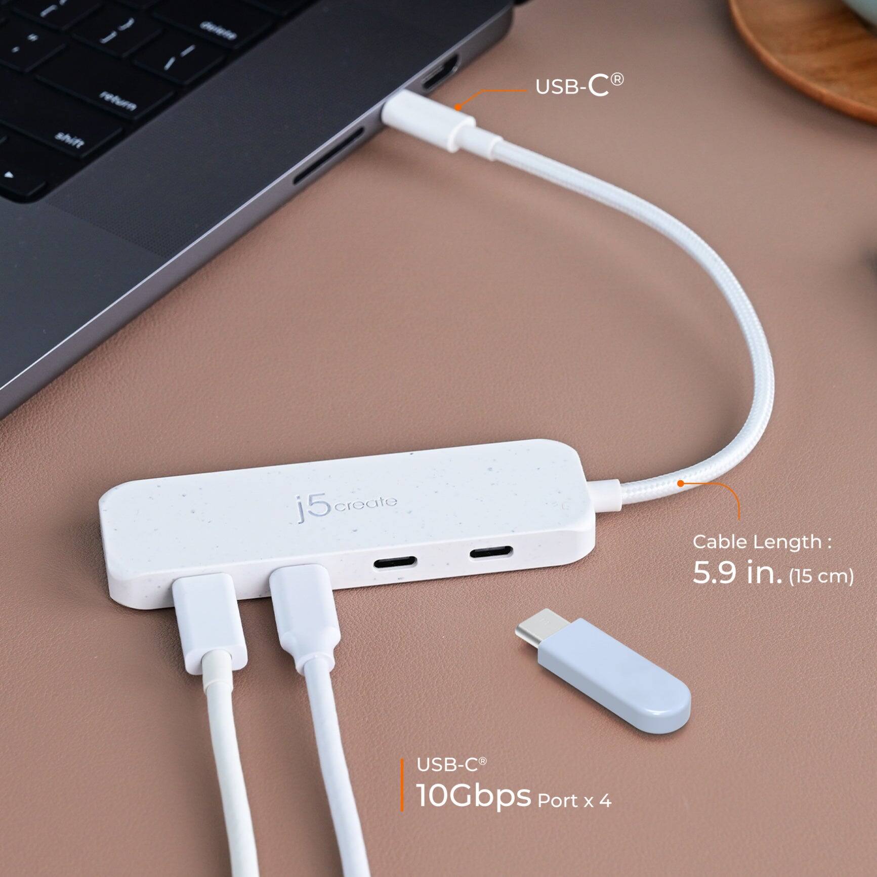 I return shift - I I R USB-C j5create Cable Length 5.9 in. (15 cm) USB-C 10Gbps Port x 4
