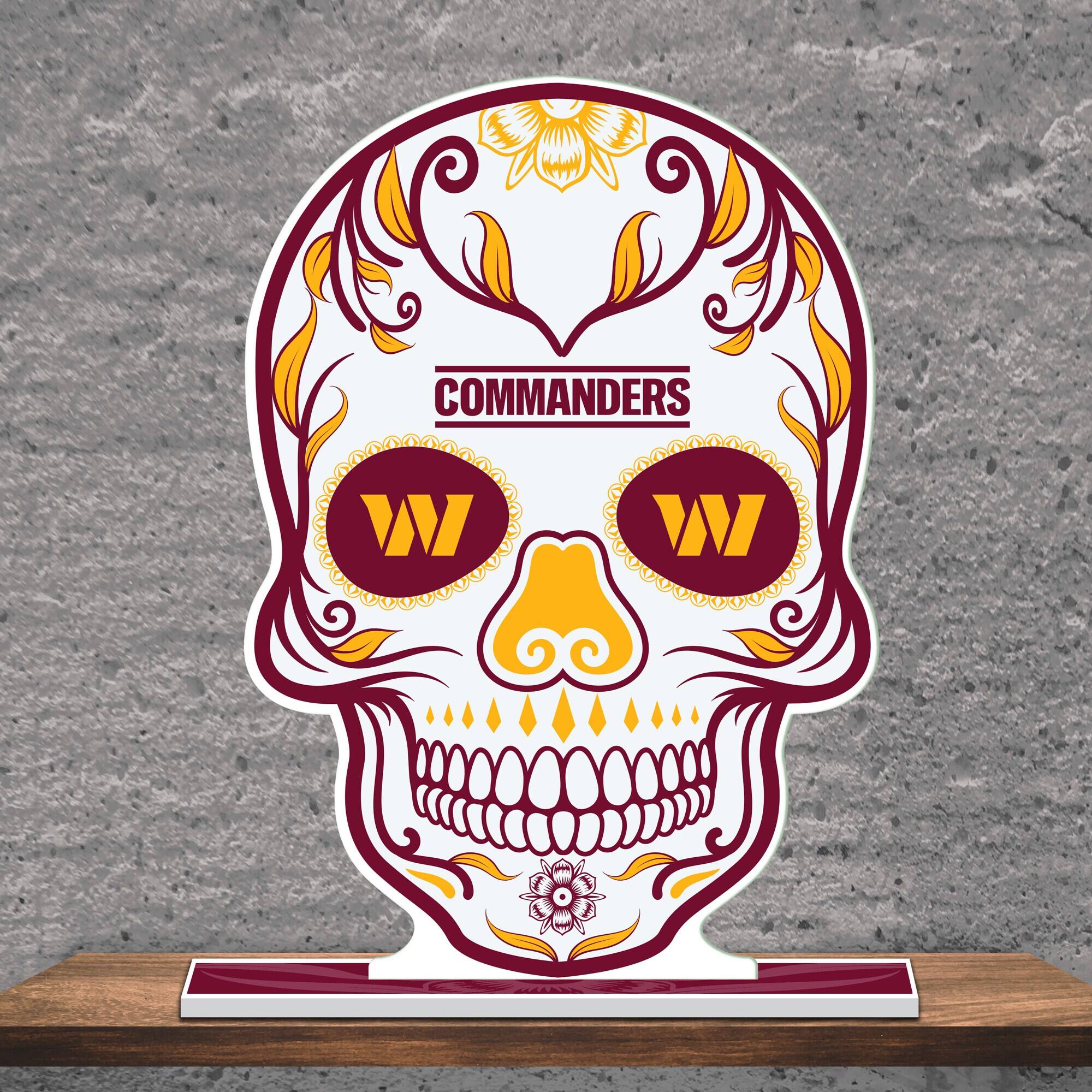 Alt View 1. UPI Marketing - Washington Commanders 10" Sugar Skull Standee - Multicolor.