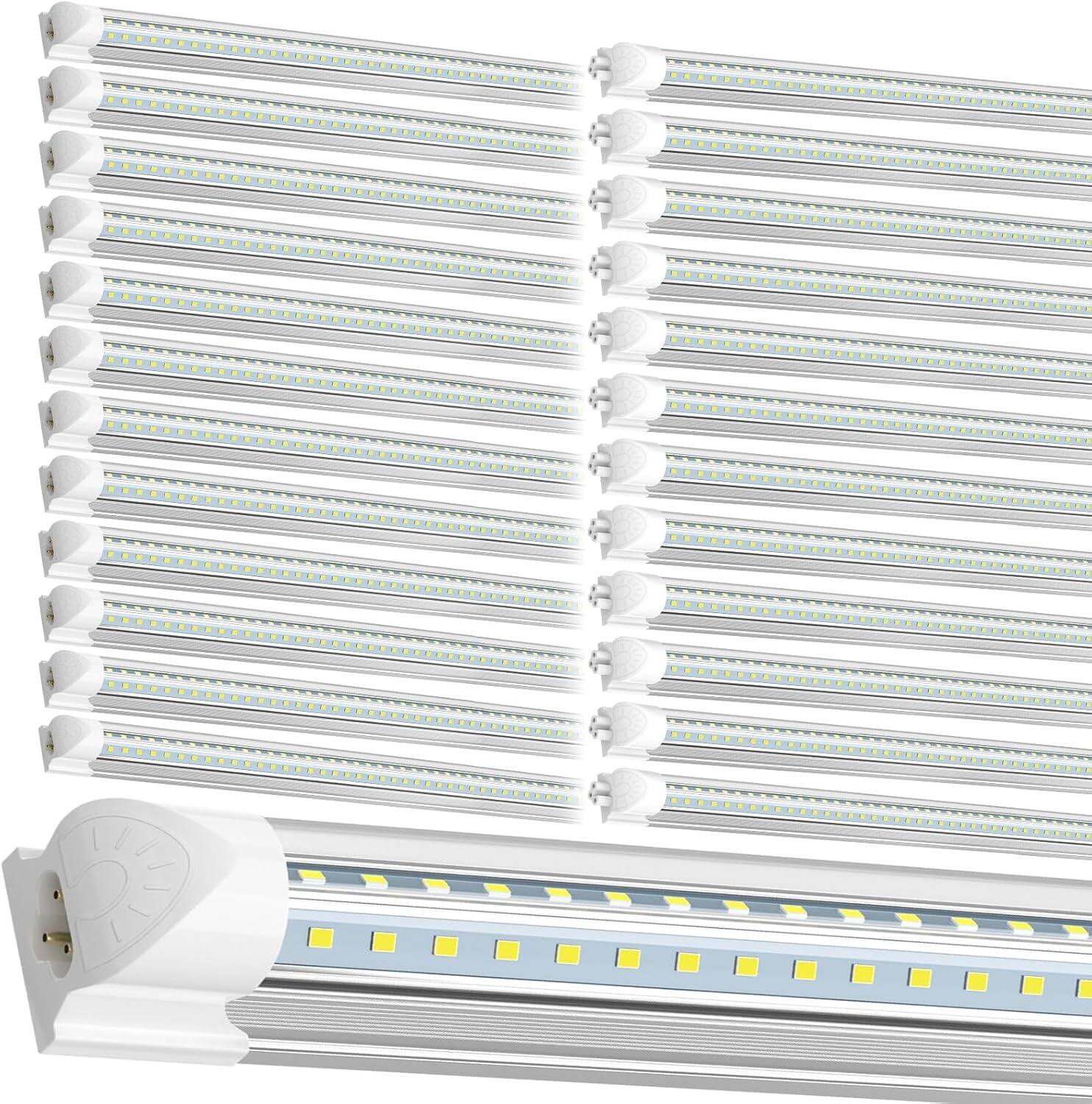 Front. JESLED - 4FT 25-Pack LED Shop Light 45W 6300LM 6000K Cool White T8 Integrated Fixture for  Warehouse Linkable ETL Listed.