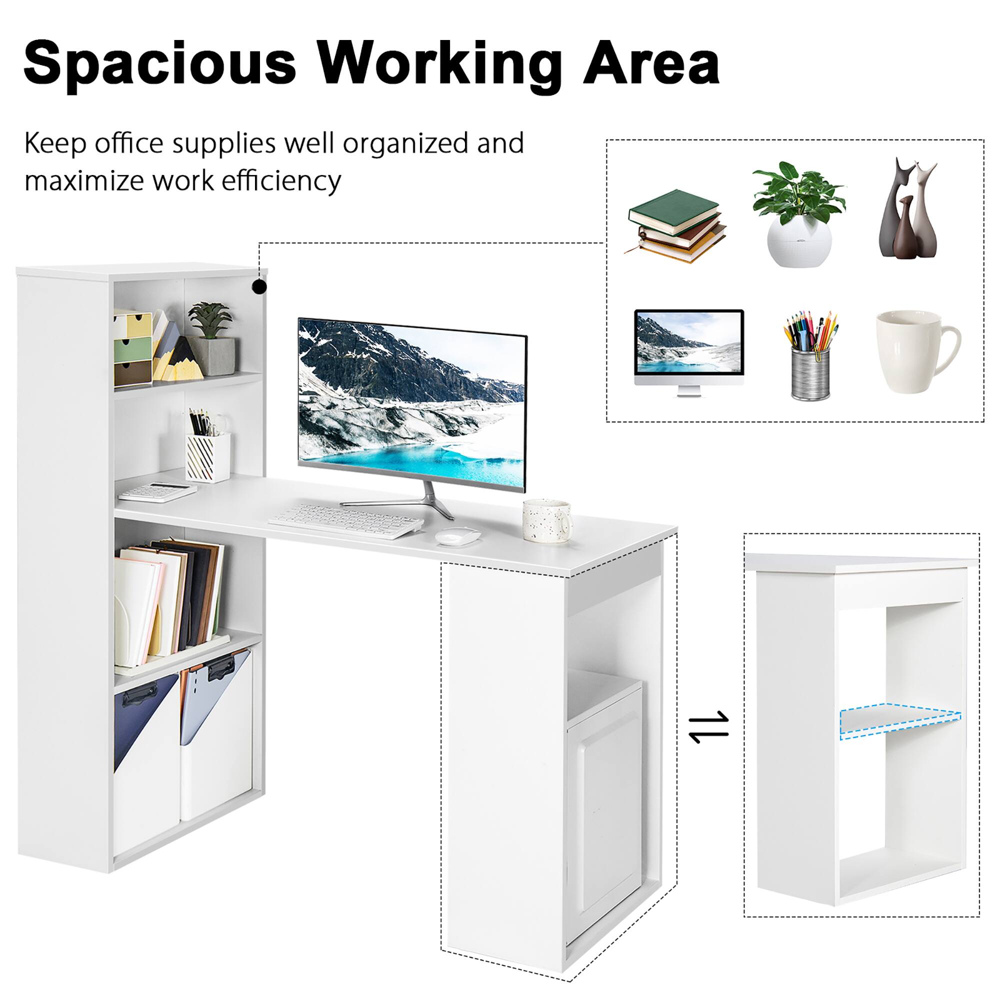 Spacious Working Area
Keep office supplies well organized and maximize work efficiency
1L