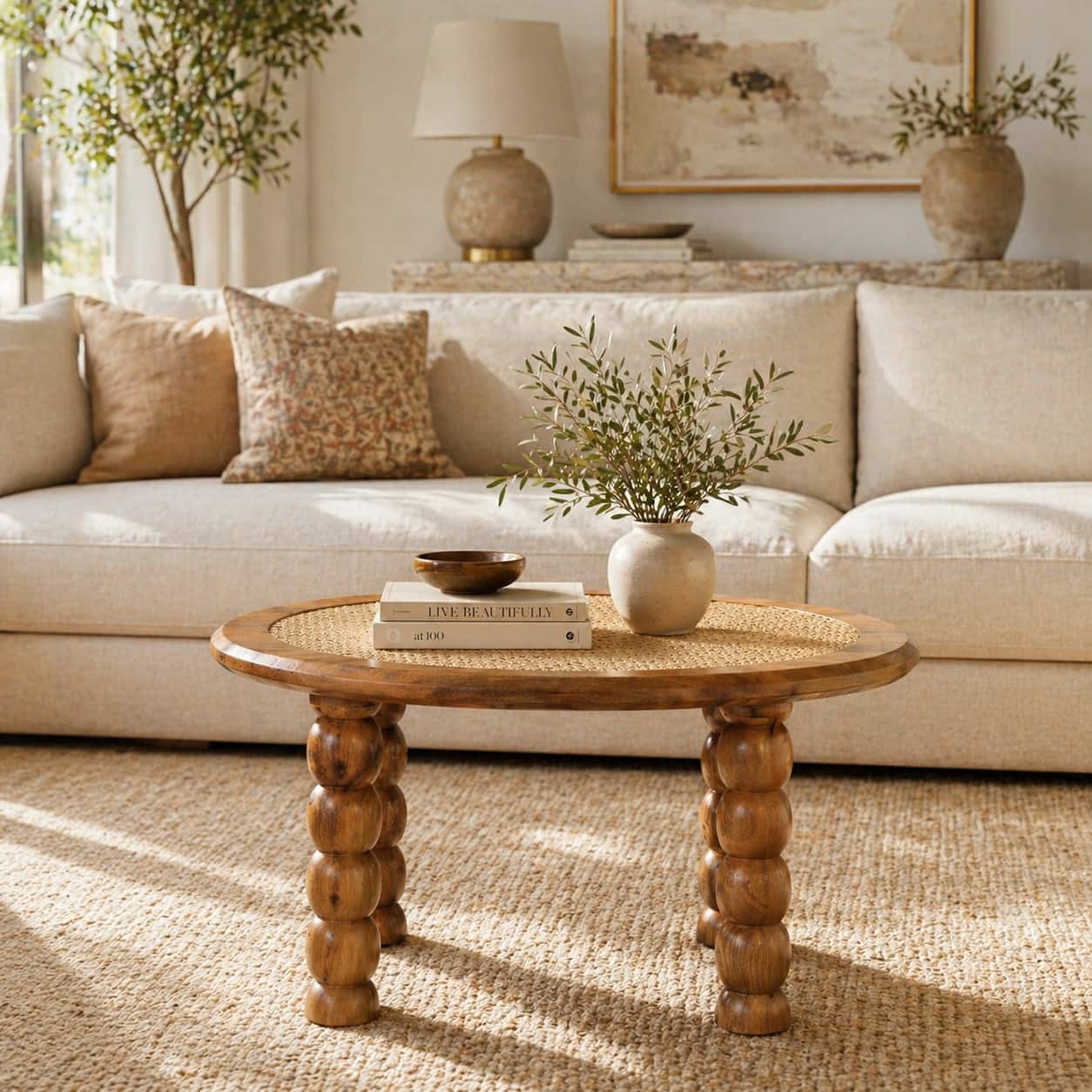 Artisan Furniture - Solid Wood Spindle Rattan Coffee Table - Brown price history on PriceWatchPro