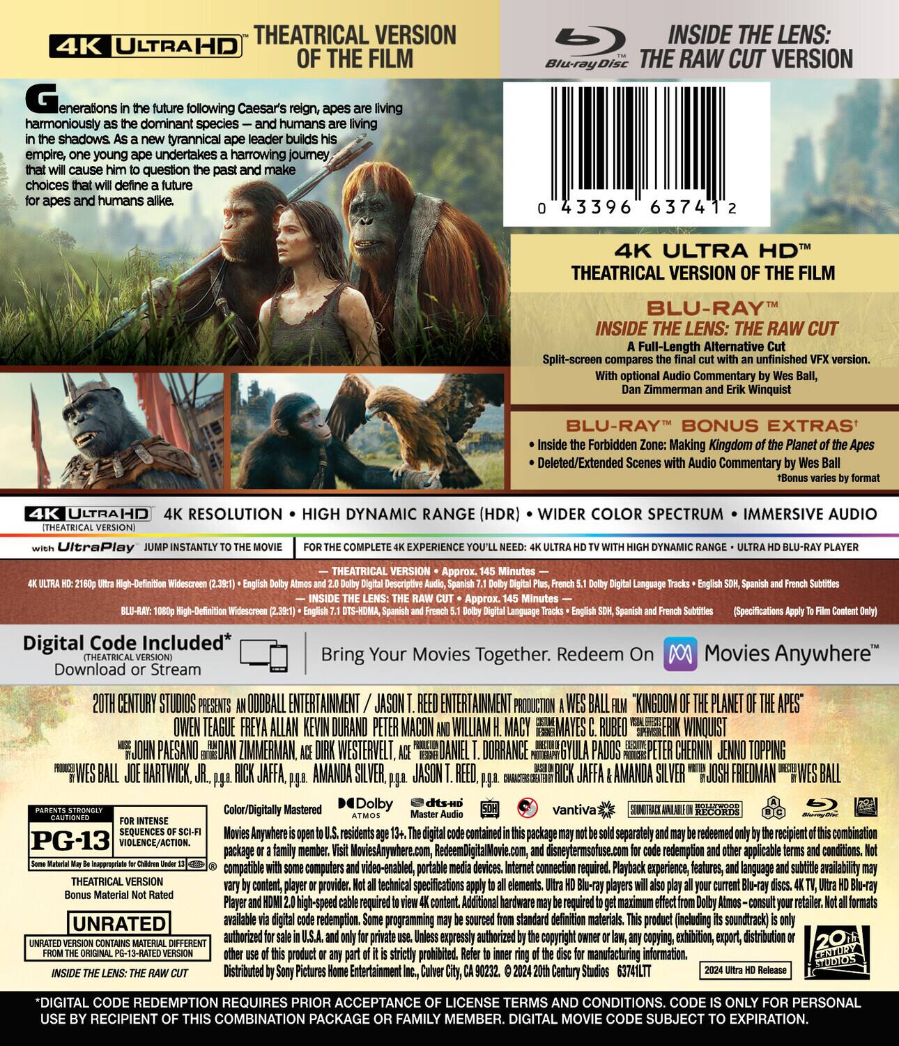 Alt View 1. Kingdom of the Planet of the Apes   - 4K Blu-Ray.