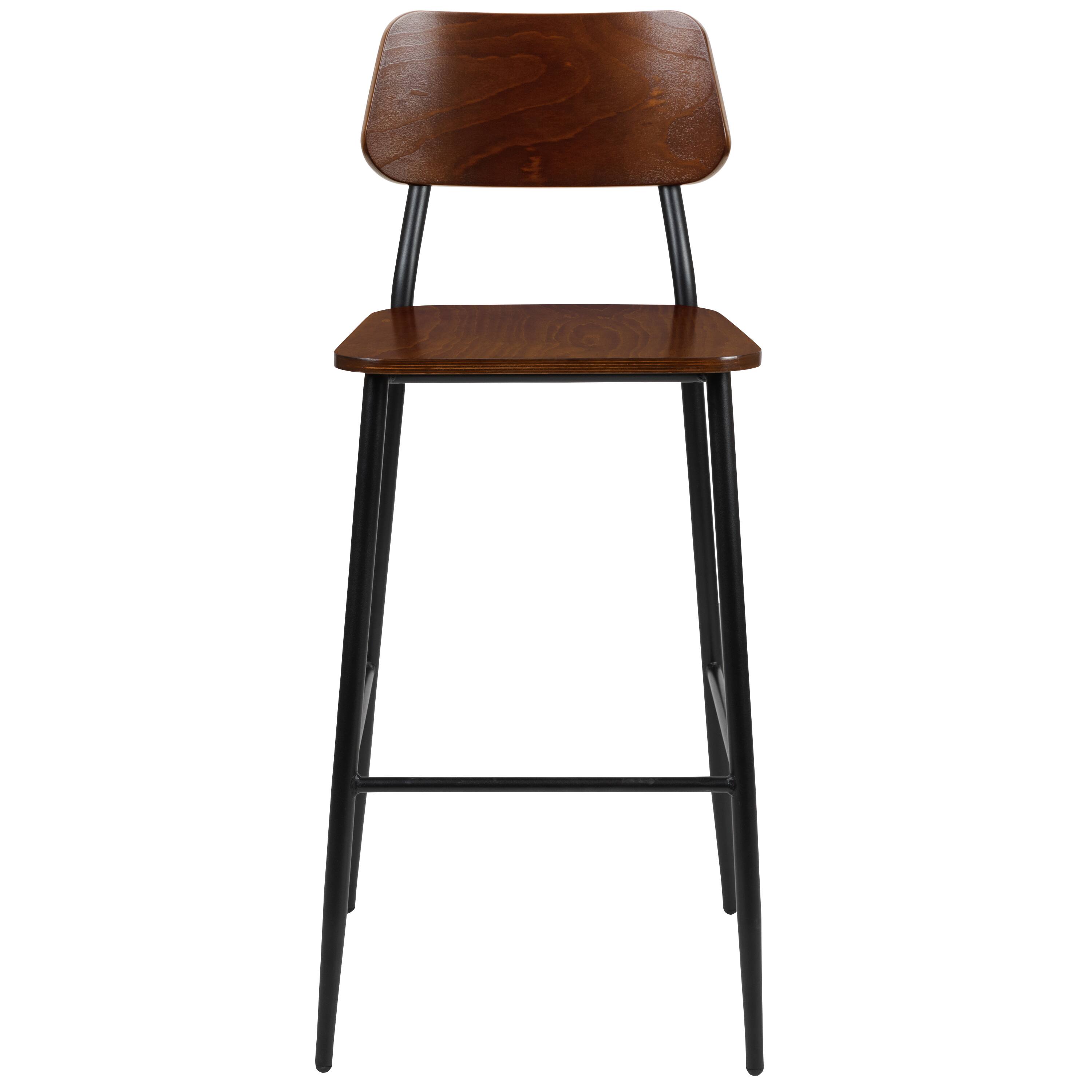 Alt View 7. Emma + Oliver - Industrial Barstool with Steel Frame and Rustic Wood Seat - Mahogany.